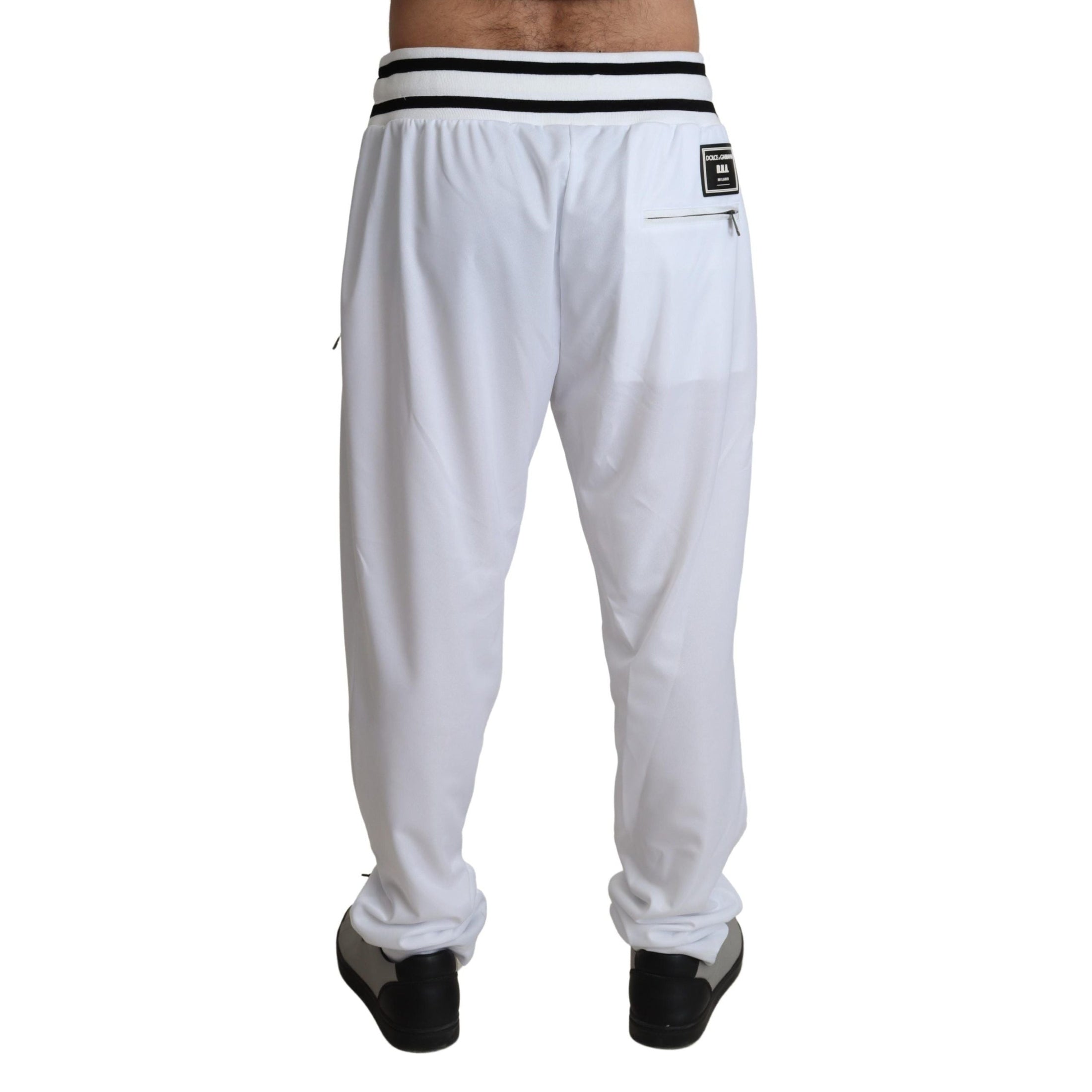 Elegant White Jogging Pants with Logo Patch