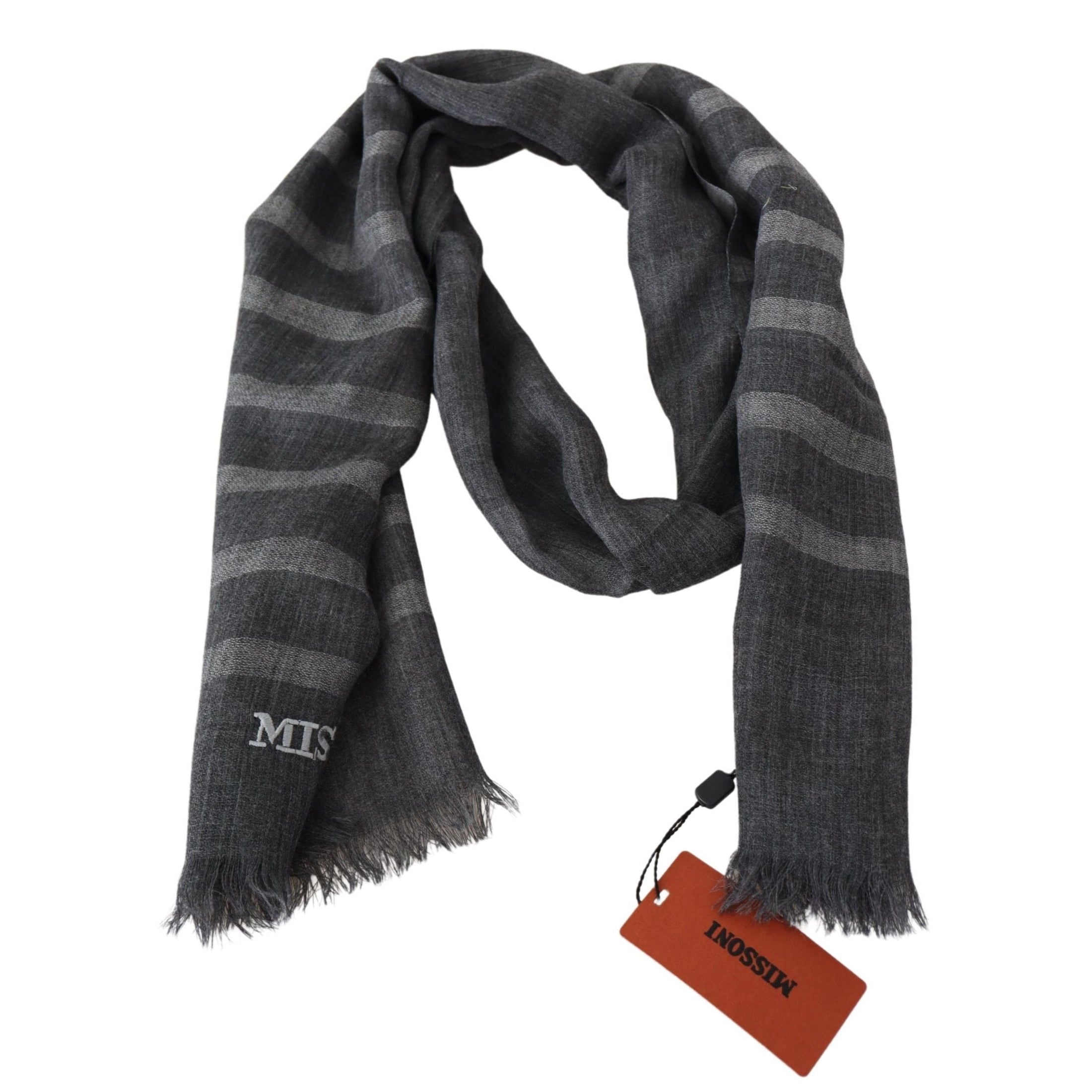 Elegant Unisex Wool Scarf with Logo Embroidery