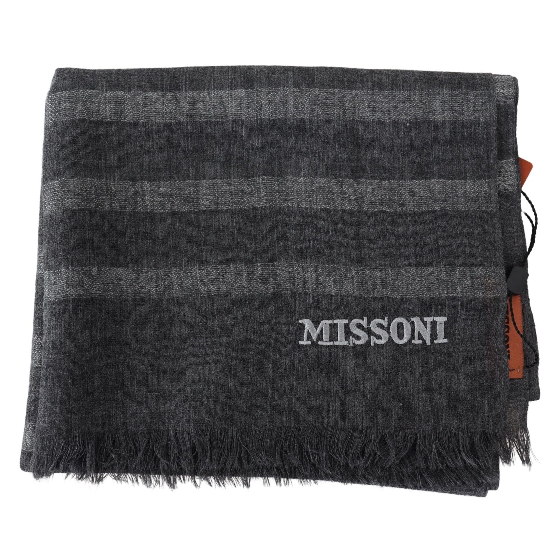 Elegant Unisex Wool Scarf with Logo Embroidery