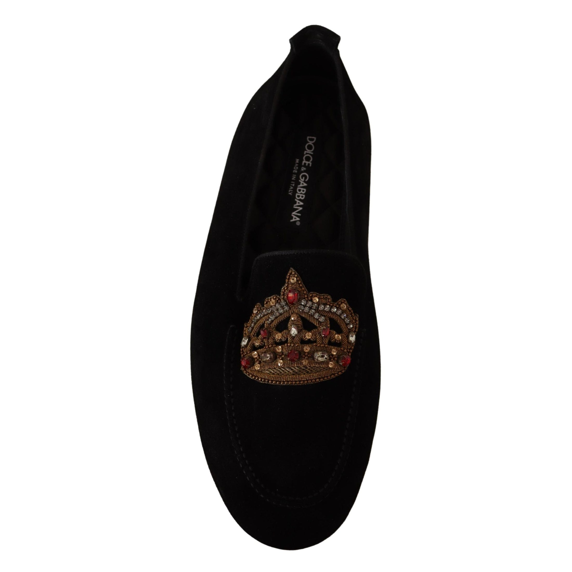 Elegant Black Leather Loafer Slides with Gold Embroidery