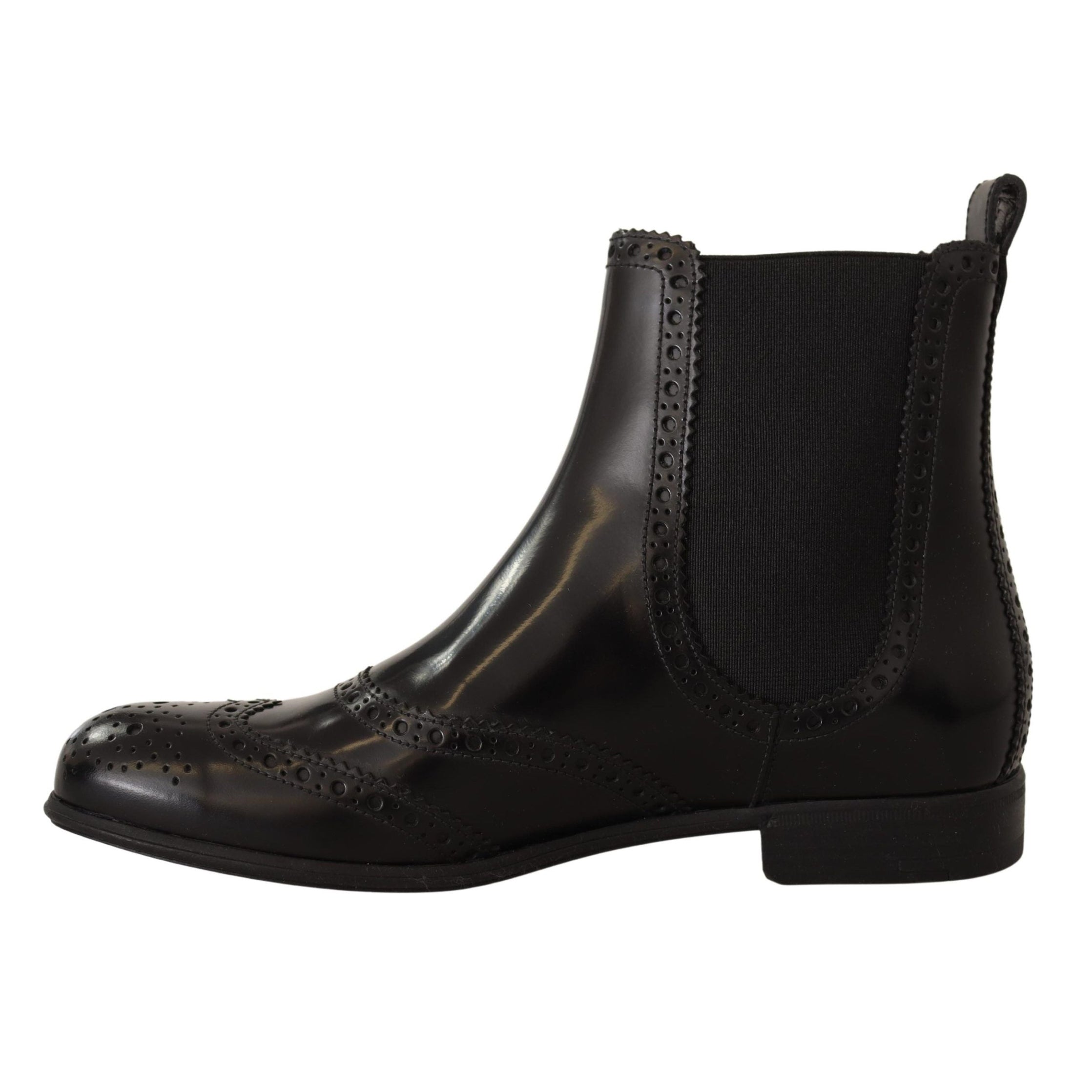 Elegant Black Ankle Wingtip Oxford Boots