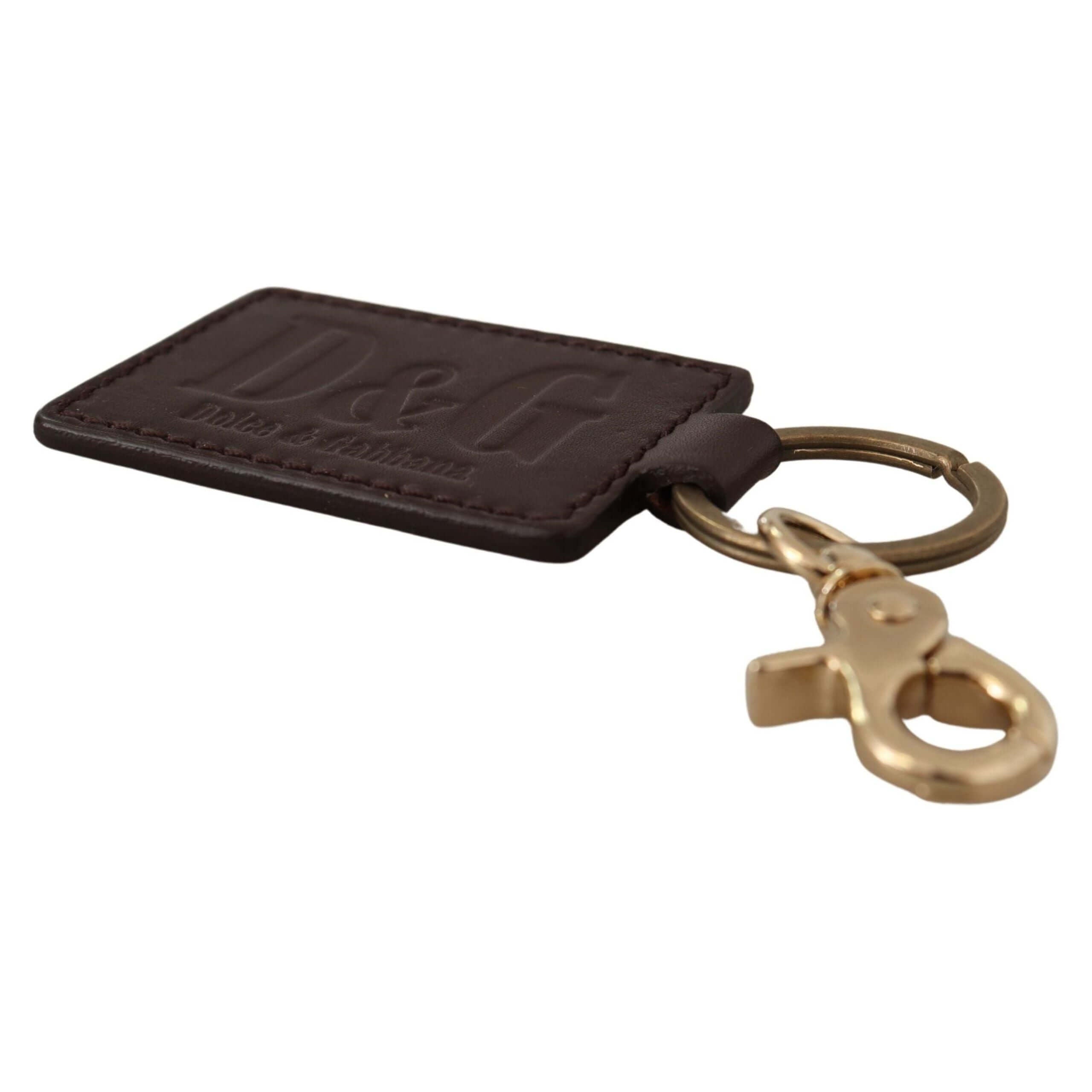 Elegant Unisex Leather Keyring with Gold Detail