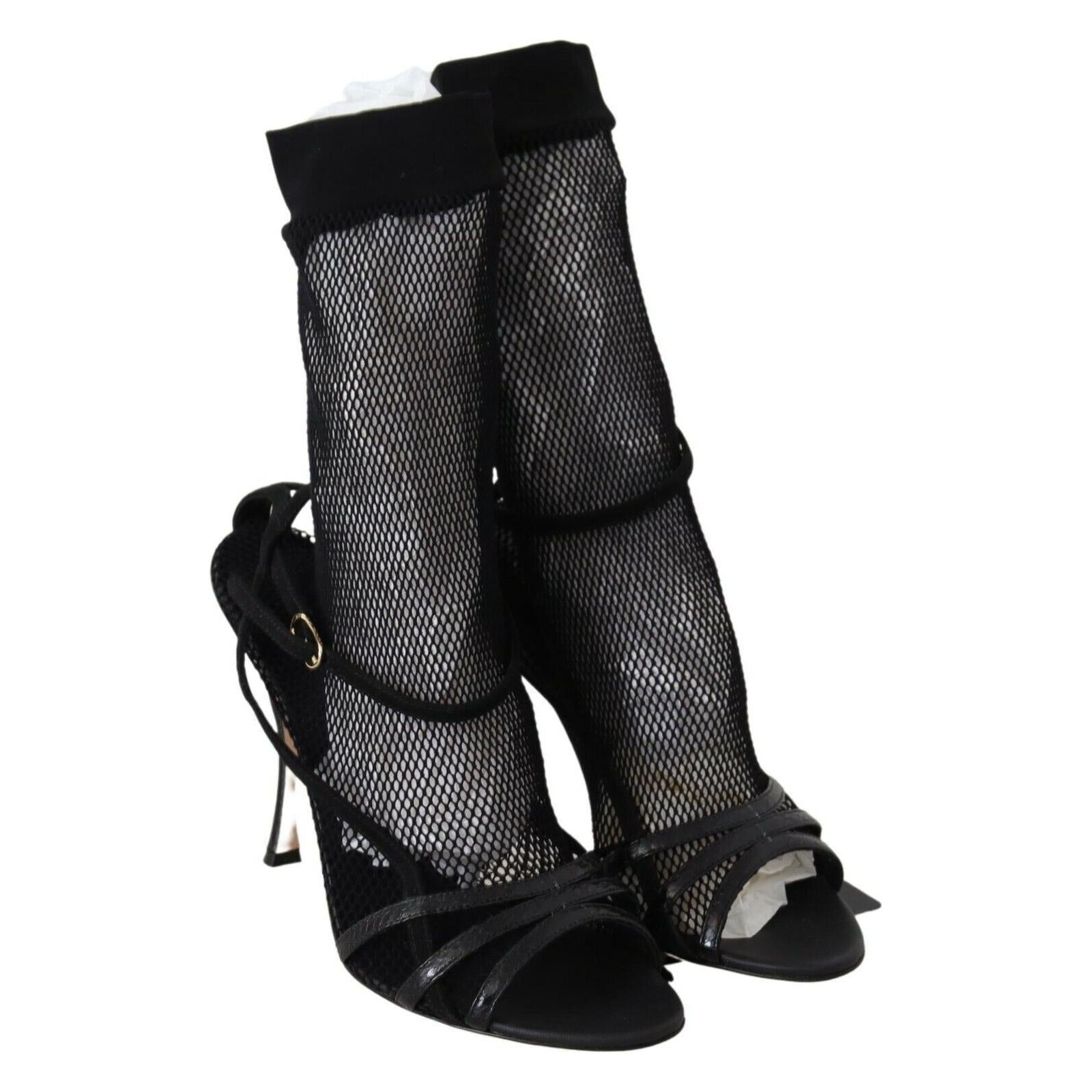 Chic Black Mesh Stiletto Sandals