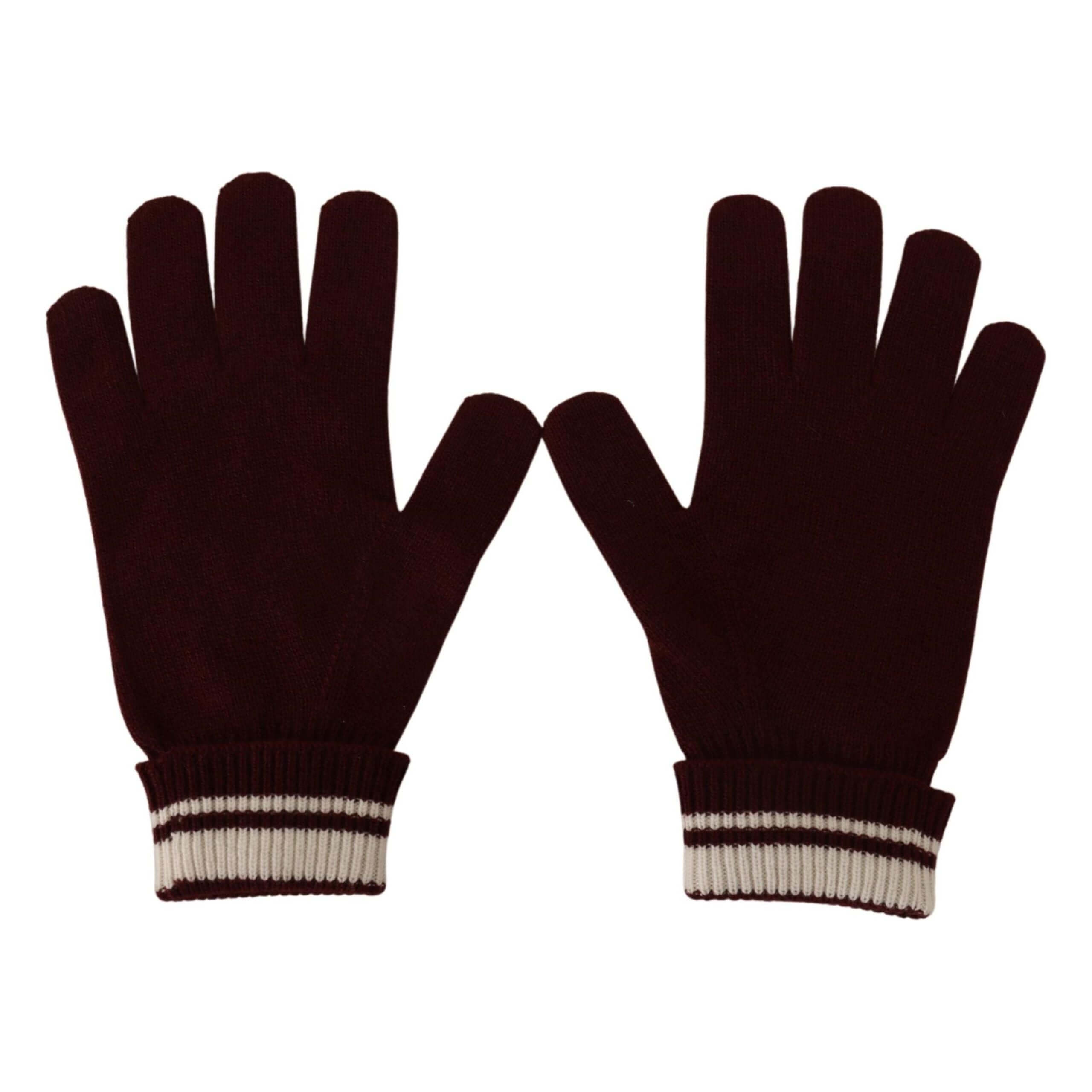 Elegant Red Cashmere Gloves with Crown Motif