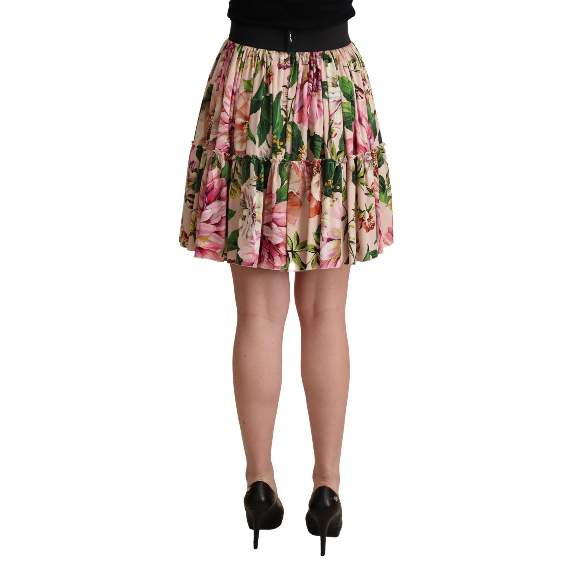 Elegant Floral Silk High Waist Mini Skirt