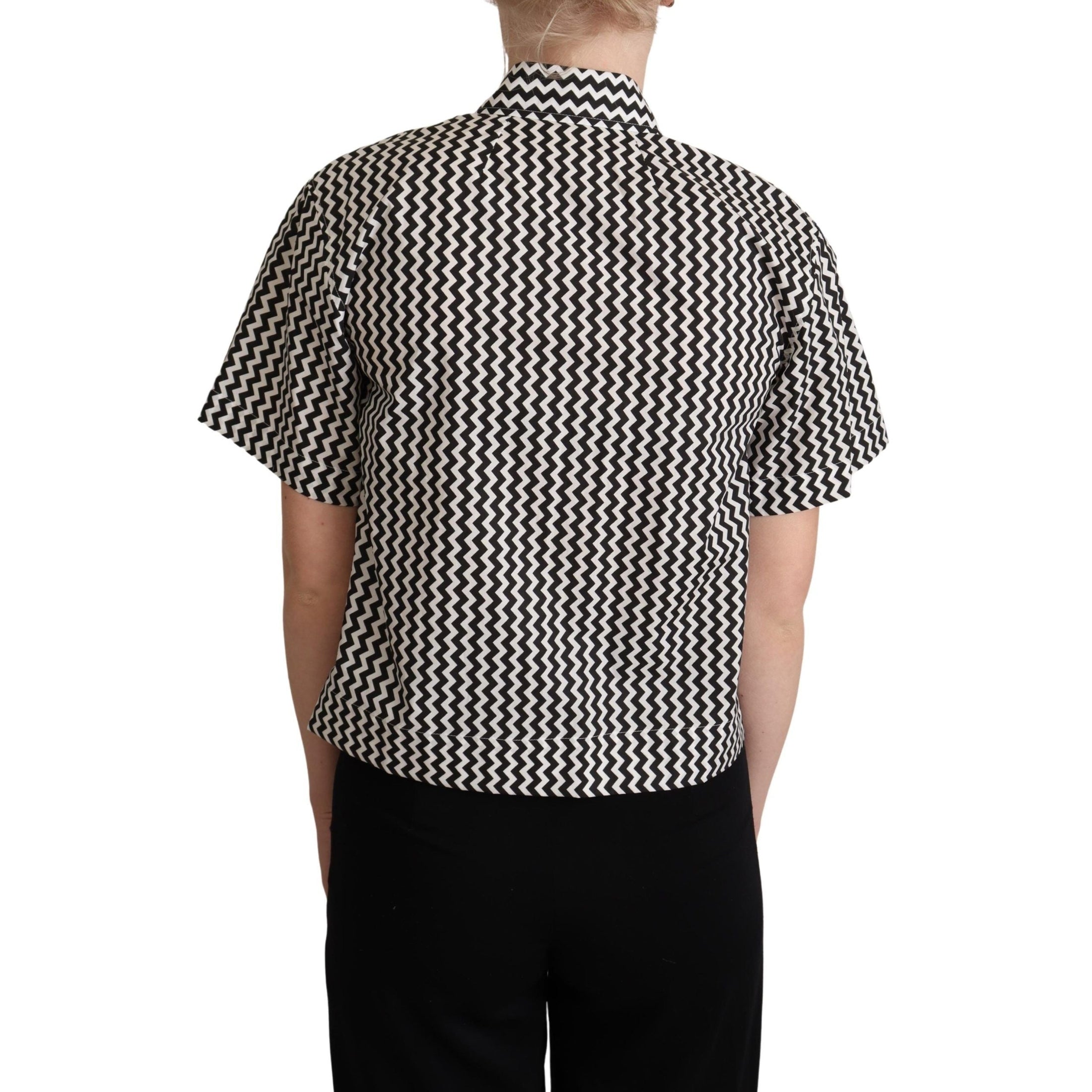 Zigzag Elegance Cotton Polo Top