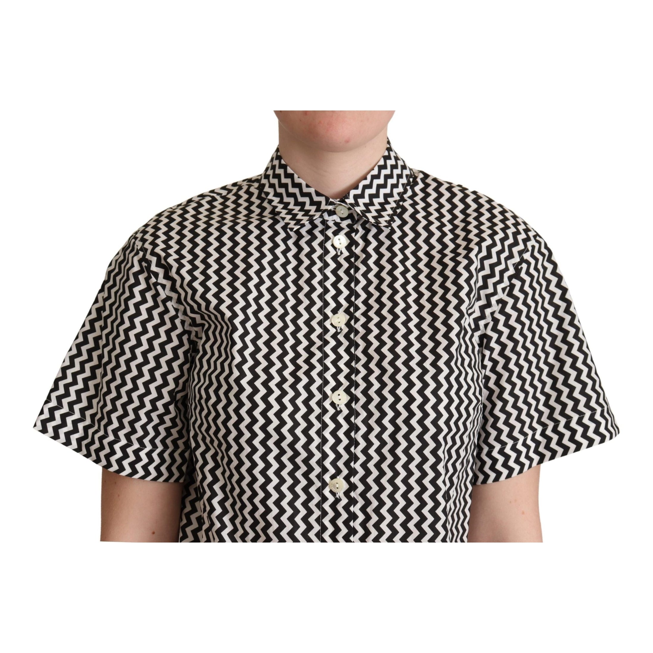 Zigzag Elegance Cotton Polo Top