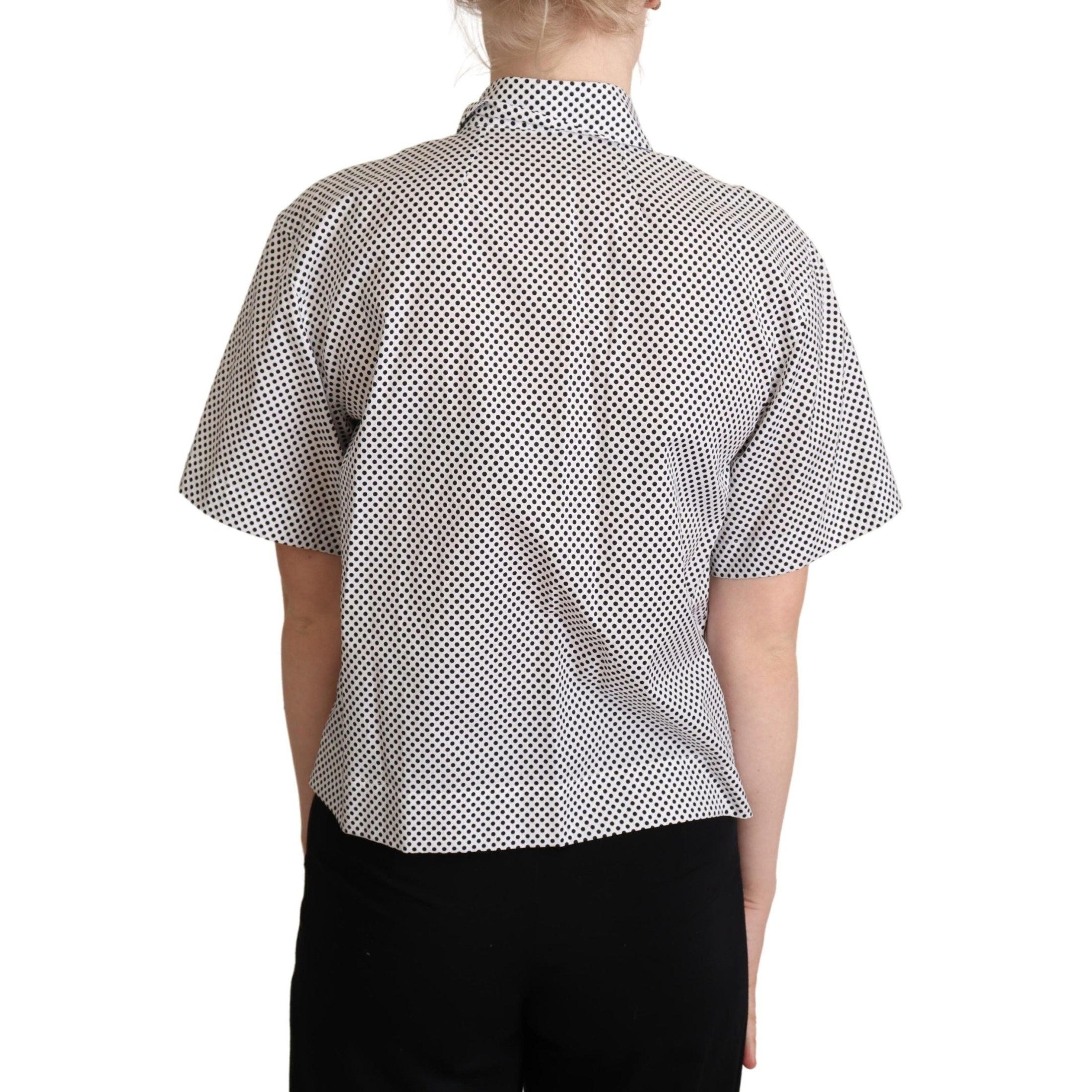 Elegant Polka Dot Cotton Polo Top