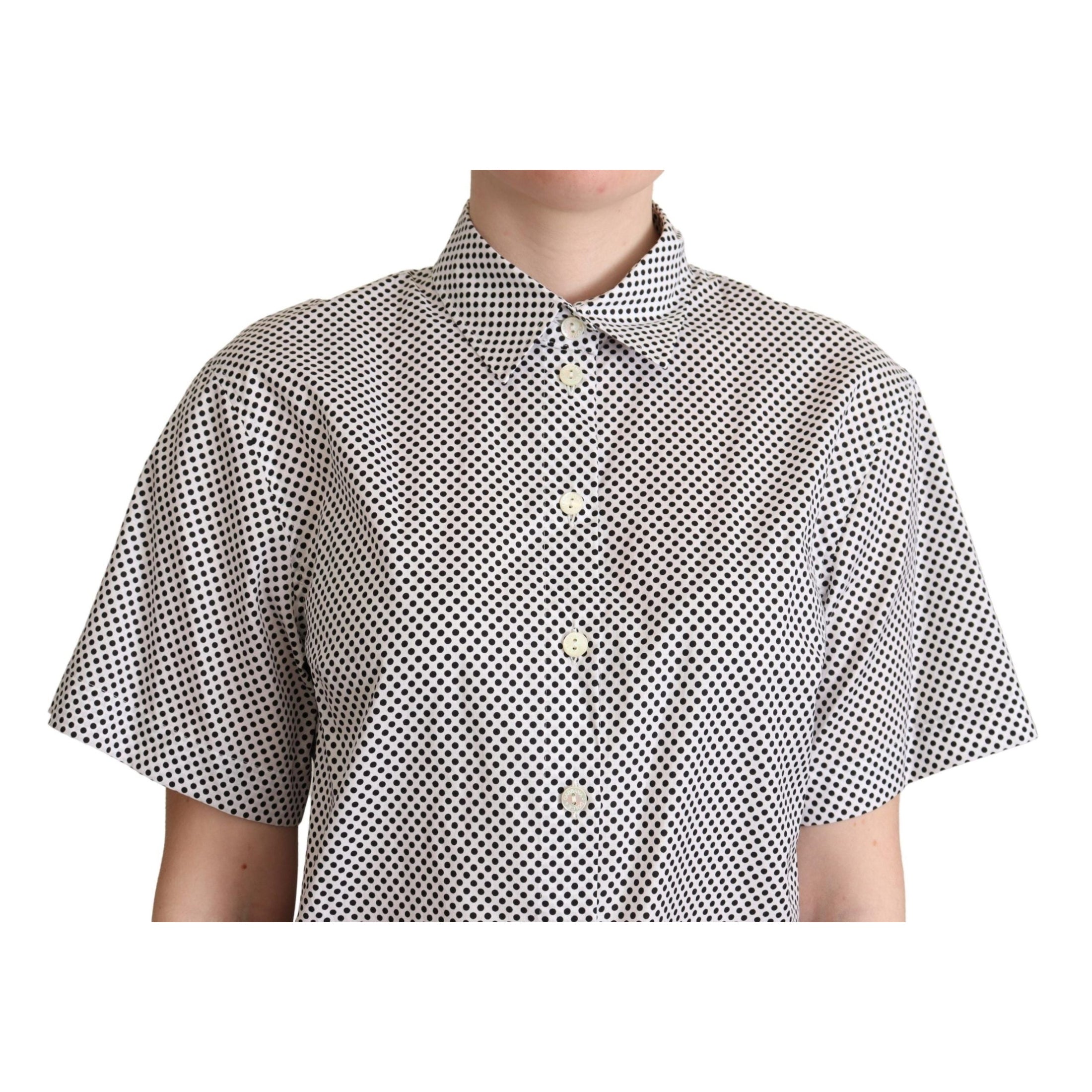 Elegant Polka Dot Cotton Polo Top