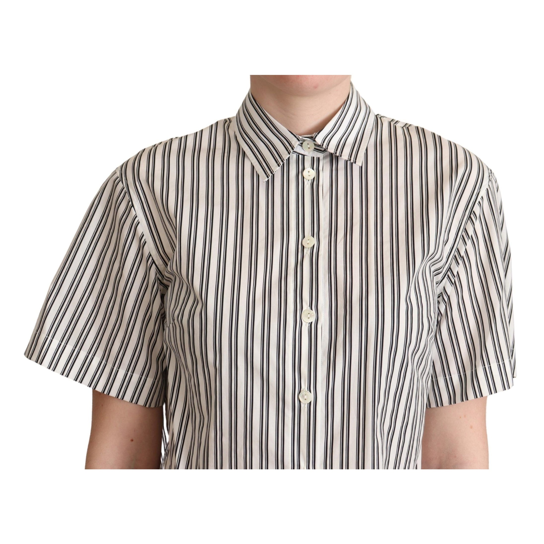 Elegant Striped Cotton Polo Top