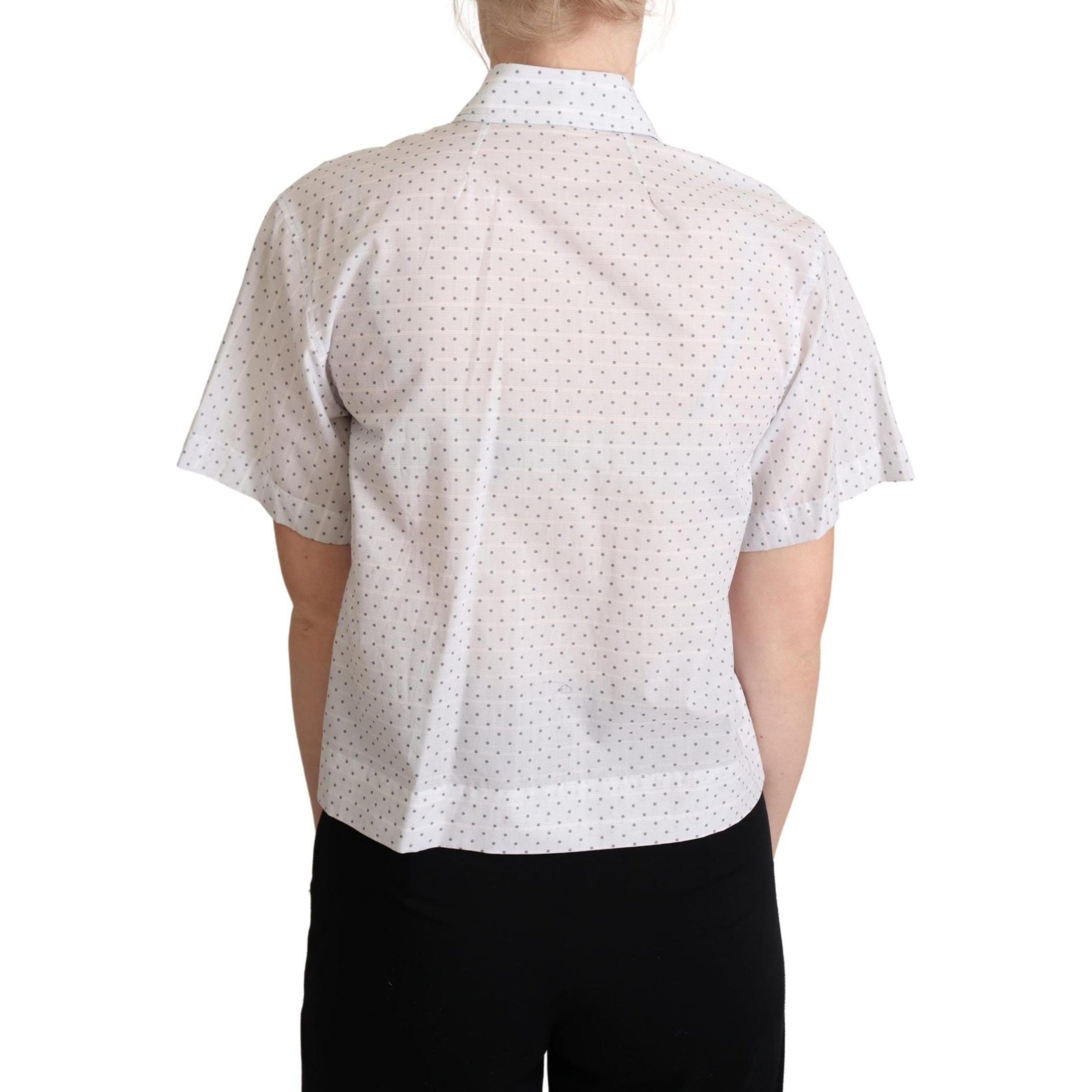 Elegant Polka Dot Cotton Polo Top