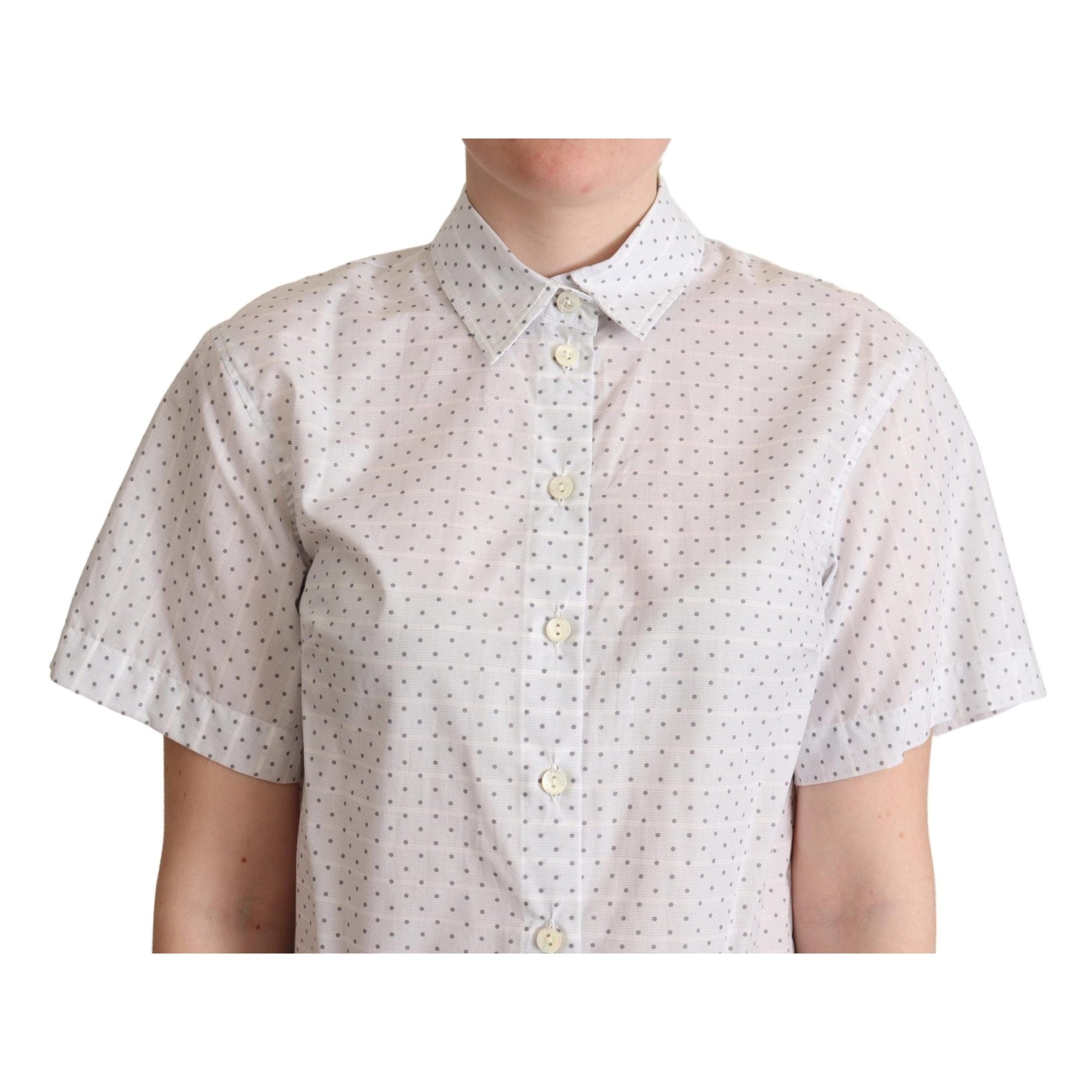 Elegant Polka Dot Cotton Polo Top