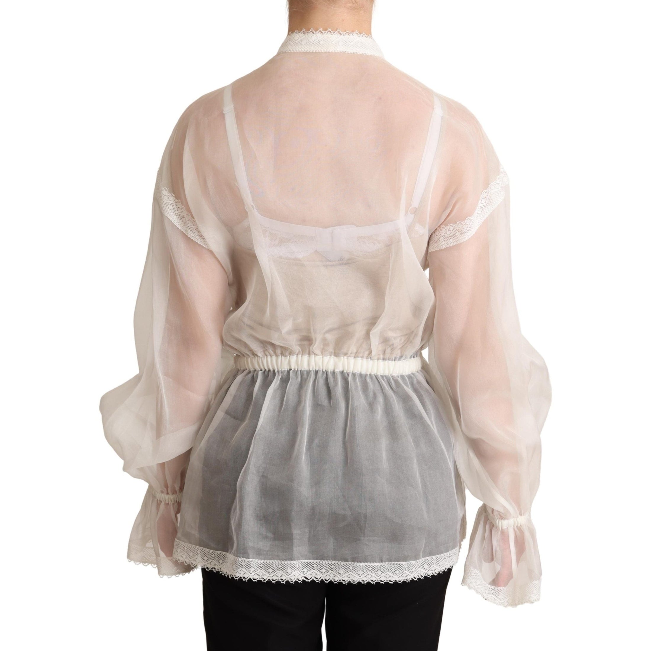 Elegant White Silk-Cotton Ascot Blouse