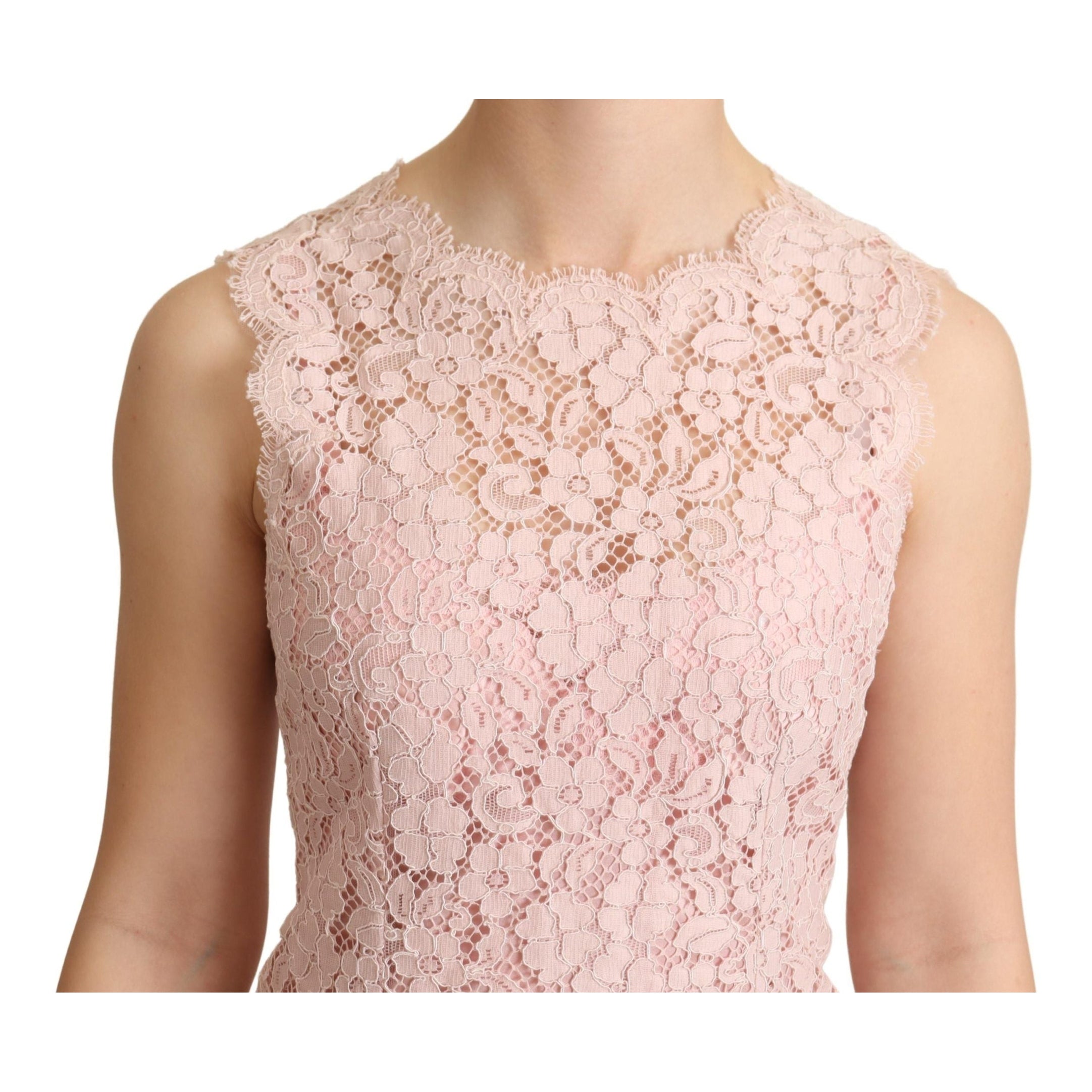 Elegant Pink Lace Sleeveless Blouse