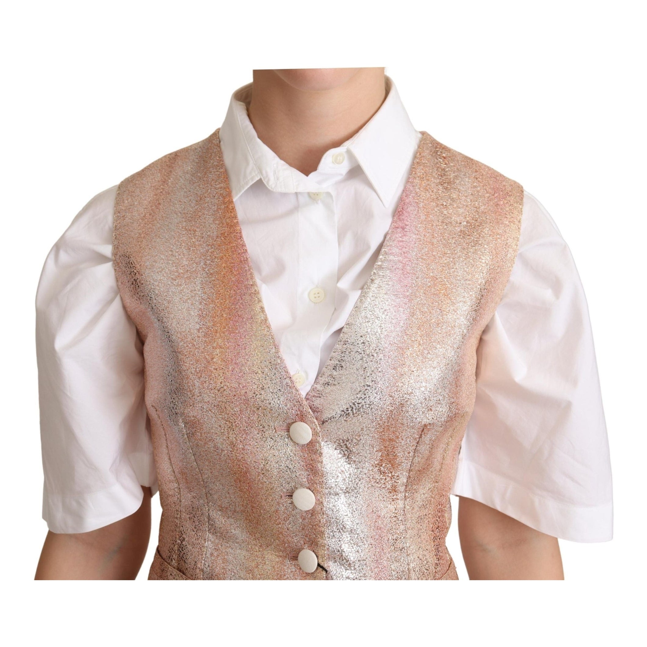 Elegant Pink Metallic Sheen Waistcoat