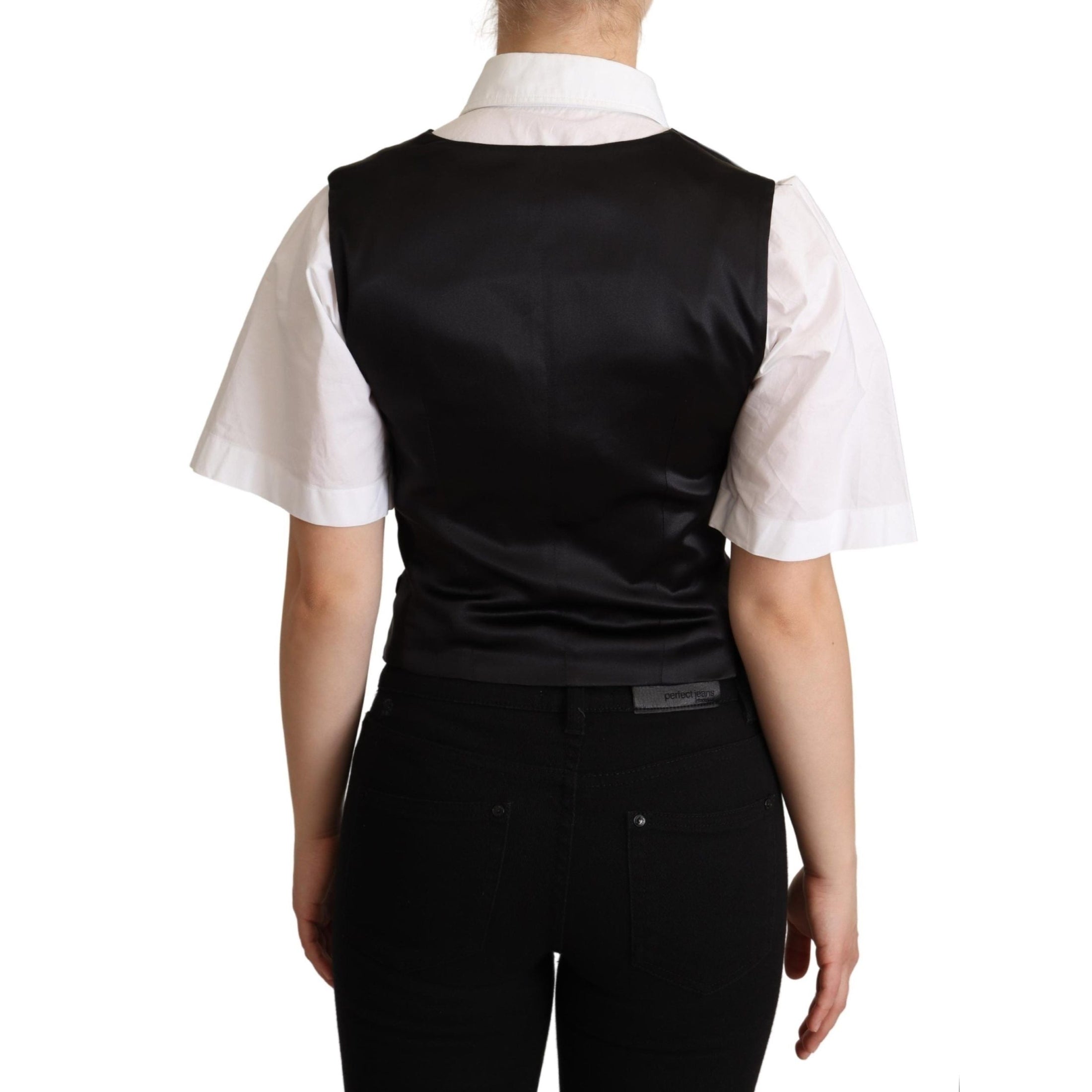 Elegant Silk Blend Black Waistcoat