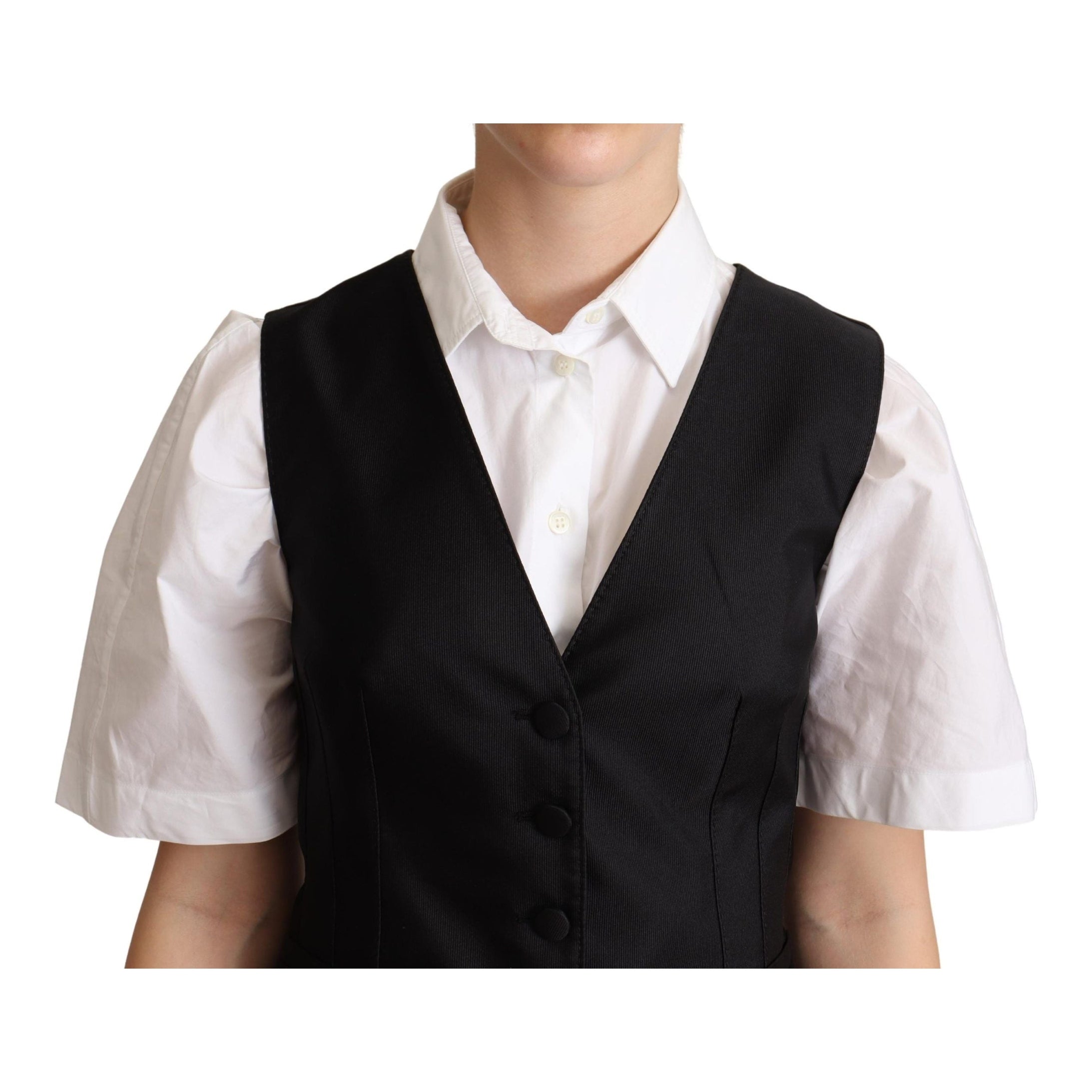 Elegant Silk Blend Black Waistcoat