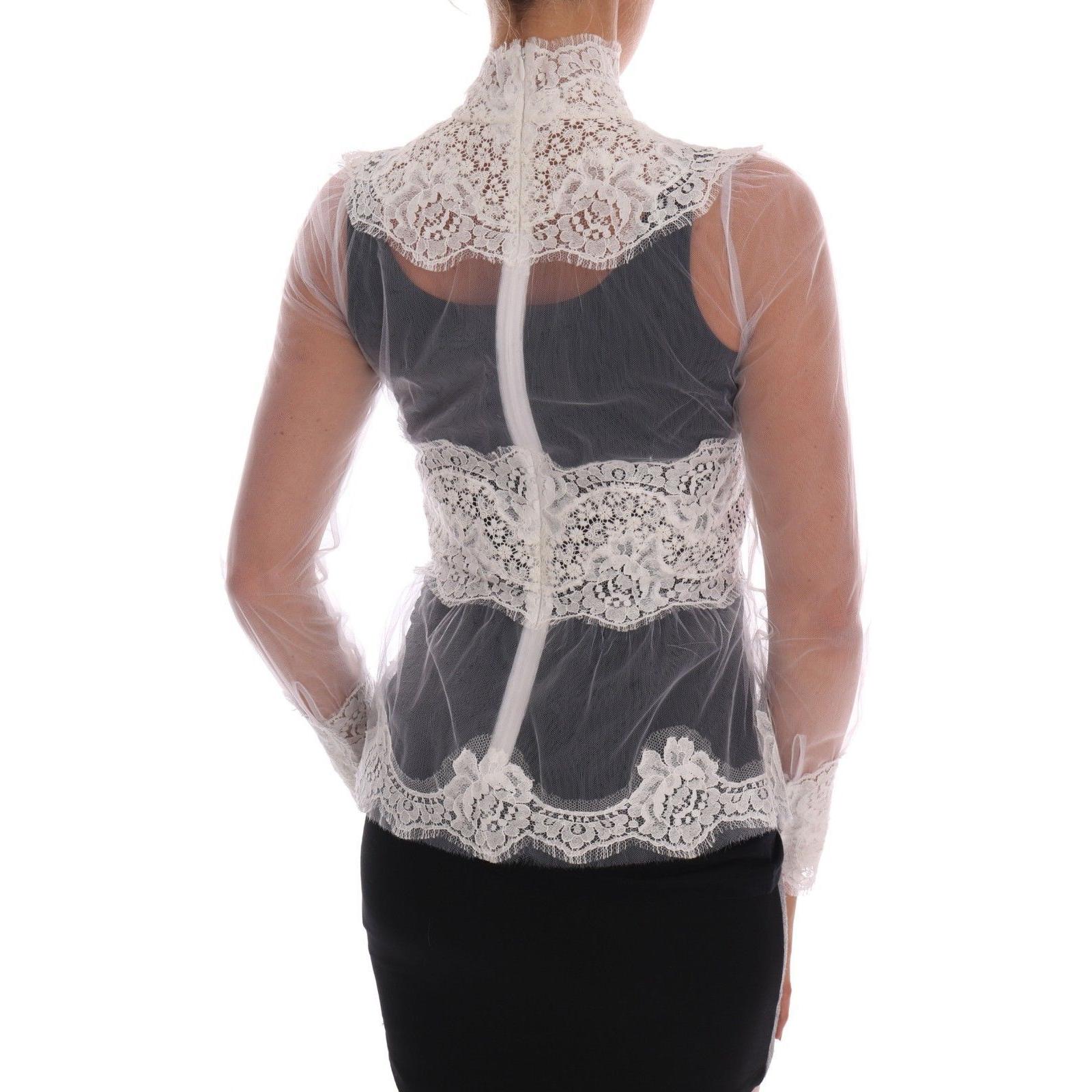 Elegant White Floral Lace Blouse Top