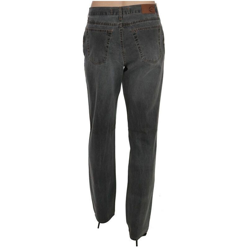 Chic Gray Mid Waist Straight Leg Jeans