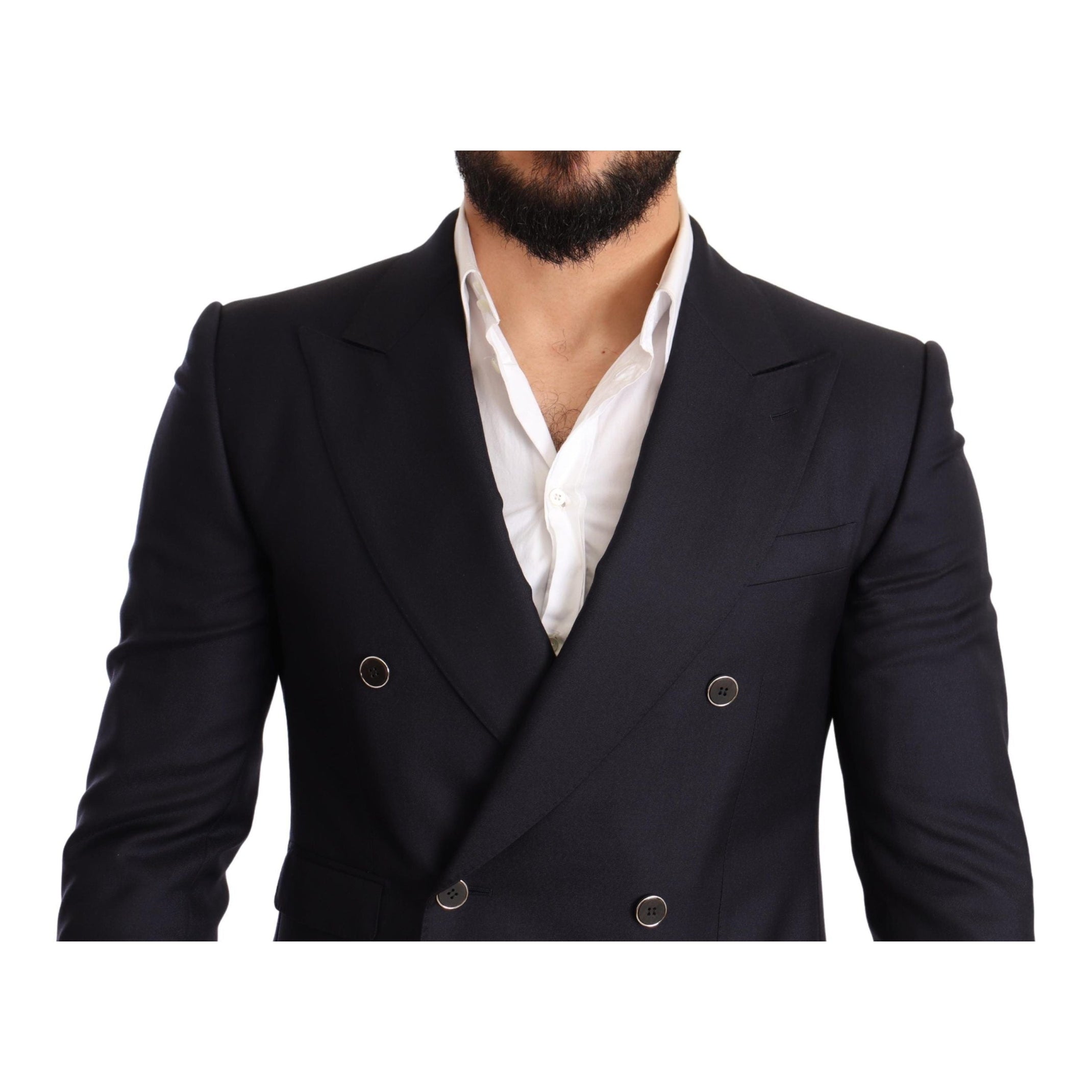 Elegant Navy Cashmere Silk Blend Blazer