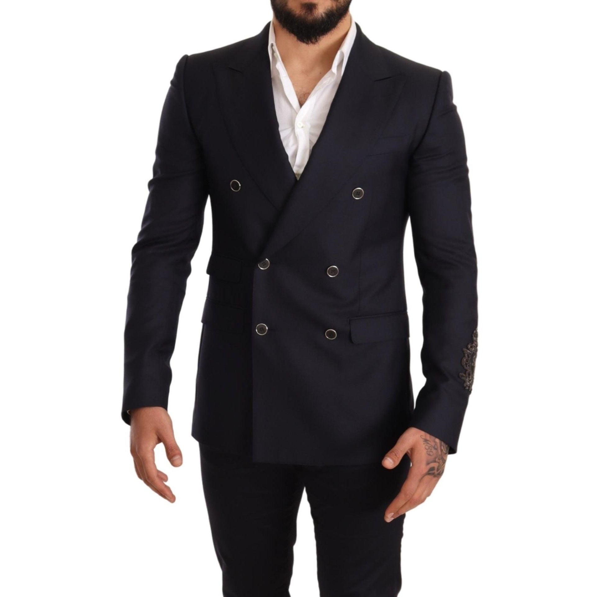 Elegant Navy Cashmere Silk Blend Blazer