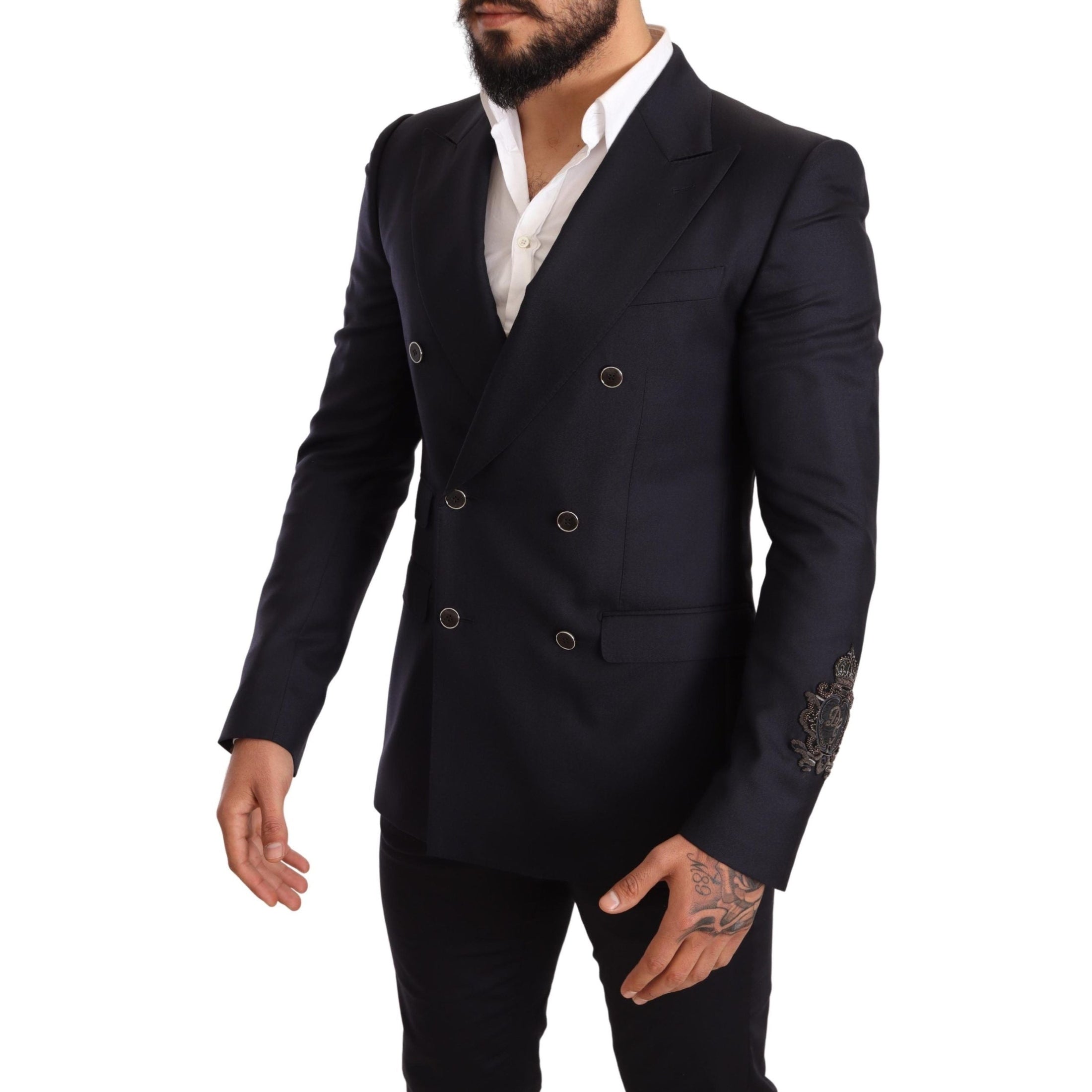 Elegant Navy Cashmere Silk Blend Blazer