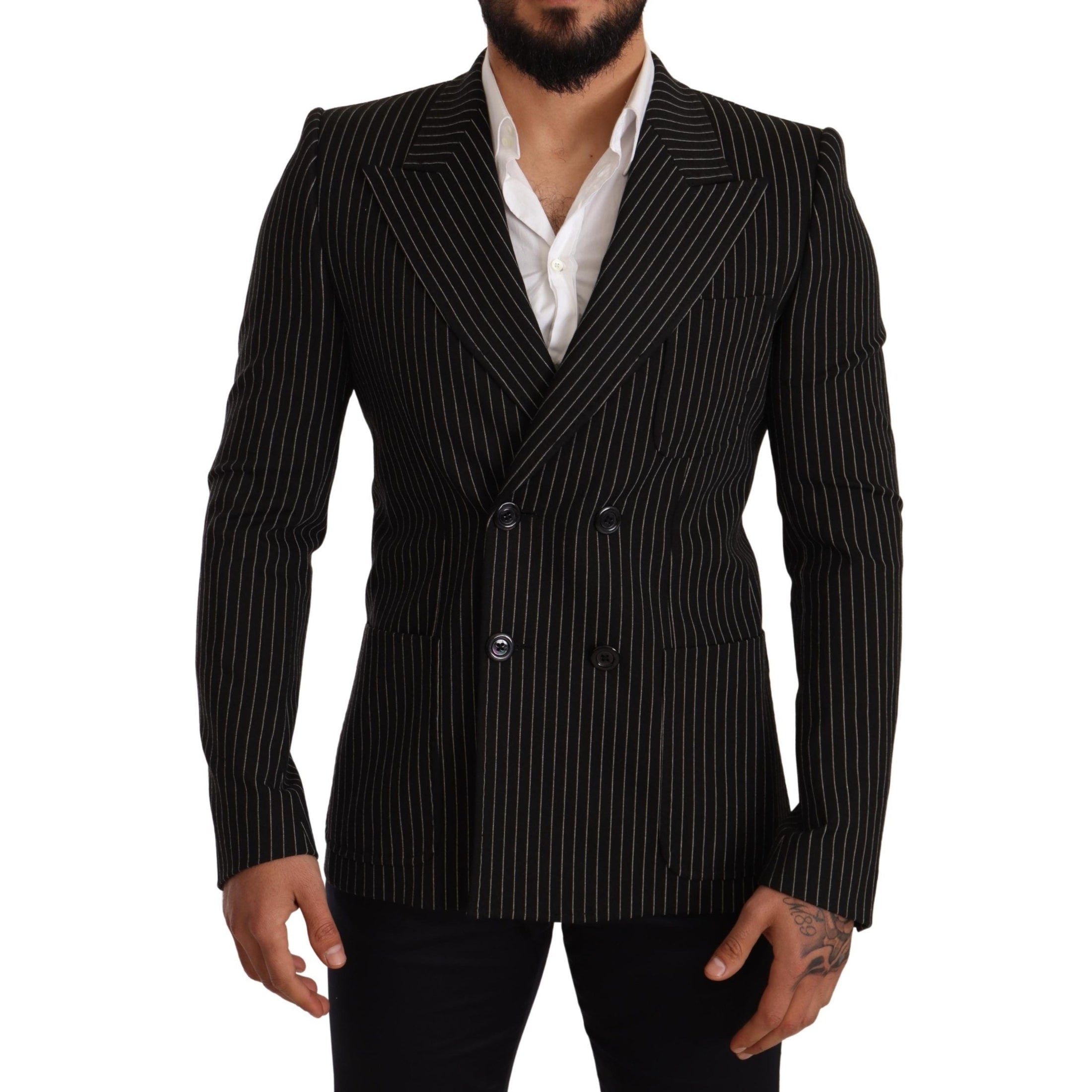 Elegant Striped Wool Blazer with Silk Lining