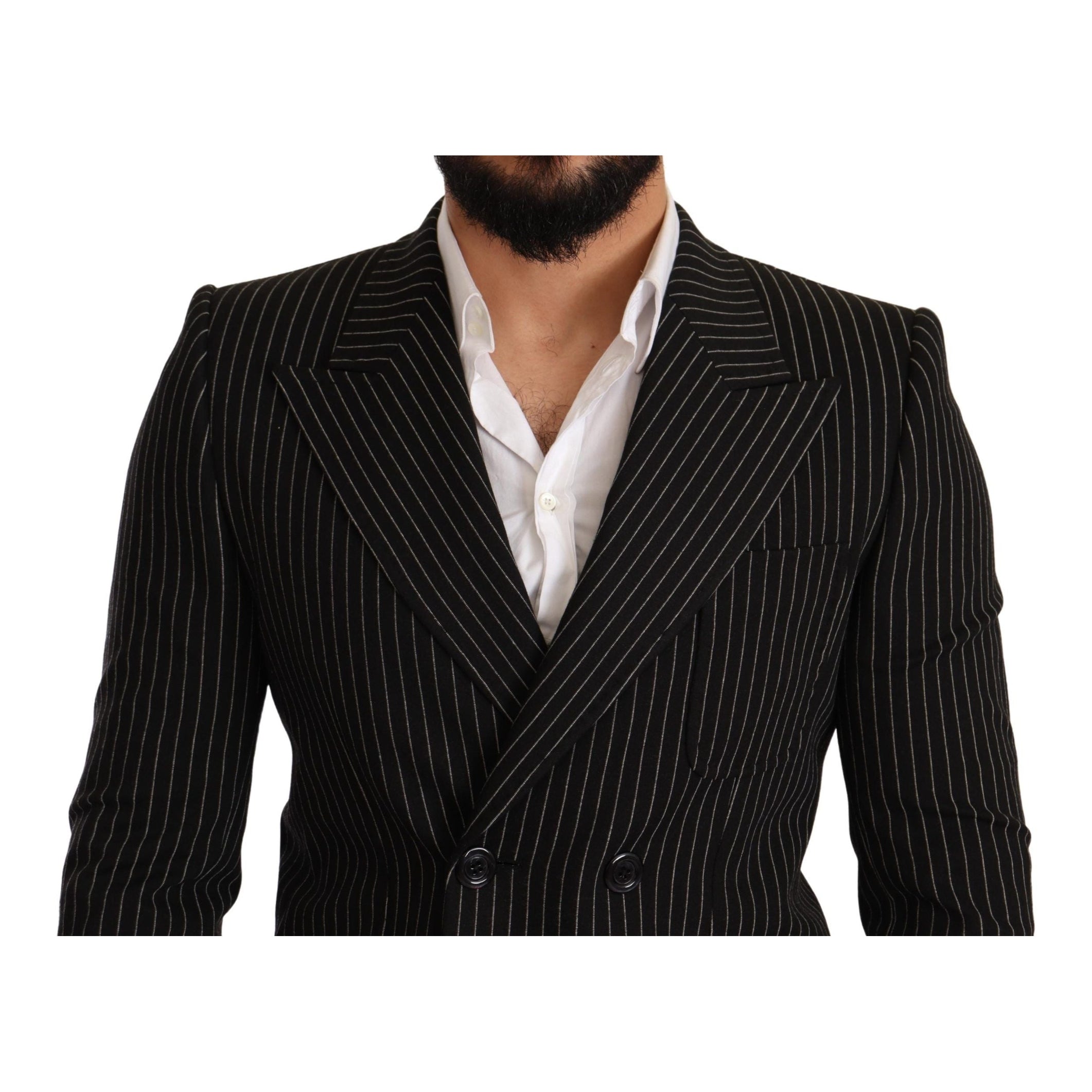 Elegant Striped Wool Blazer with Silk Lining