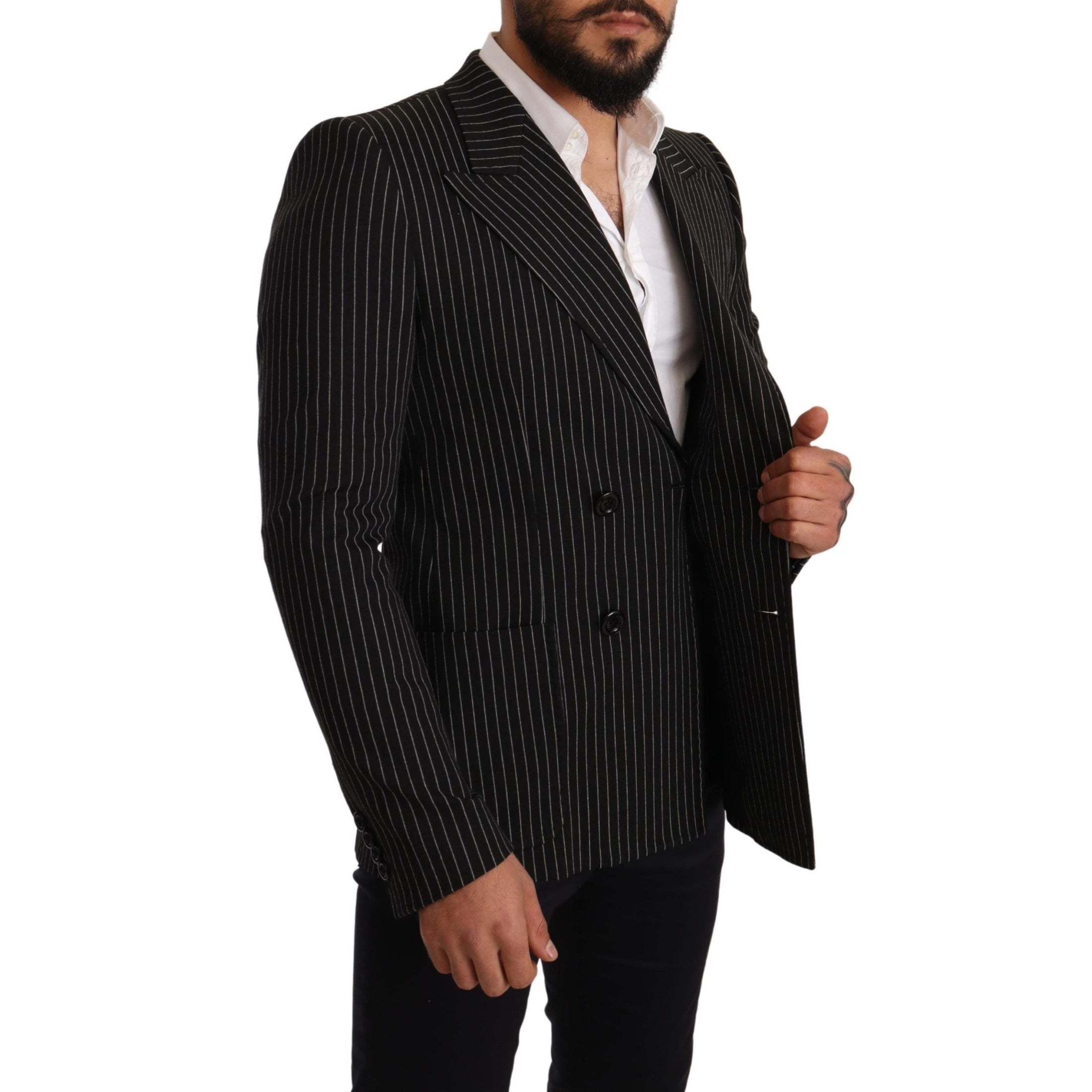 Elegant Striped Wool Blazer with Silk Lining