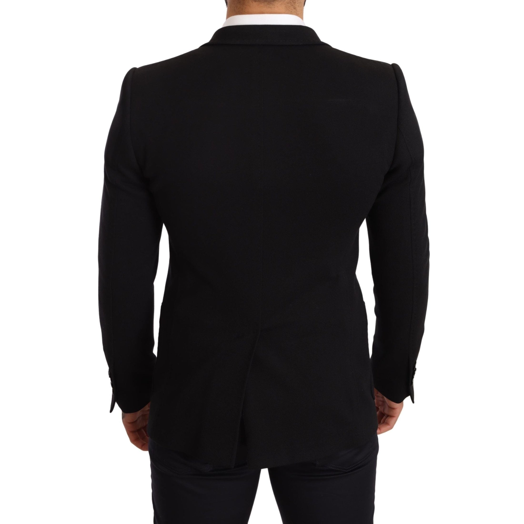 Elegant Slim Fit Black Cotton Blazer