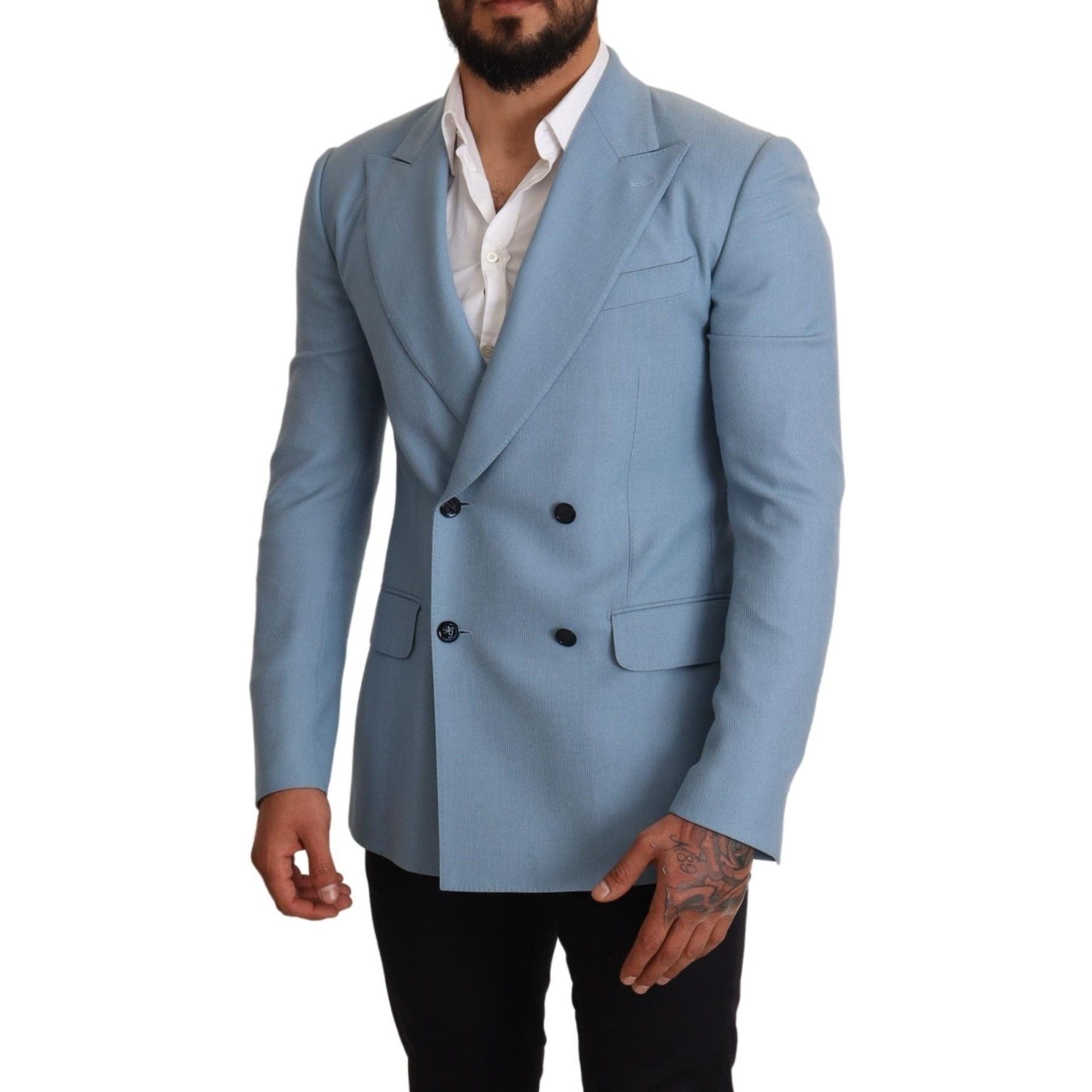 Elegant Blue Cashmere-Silk Men's Blazer