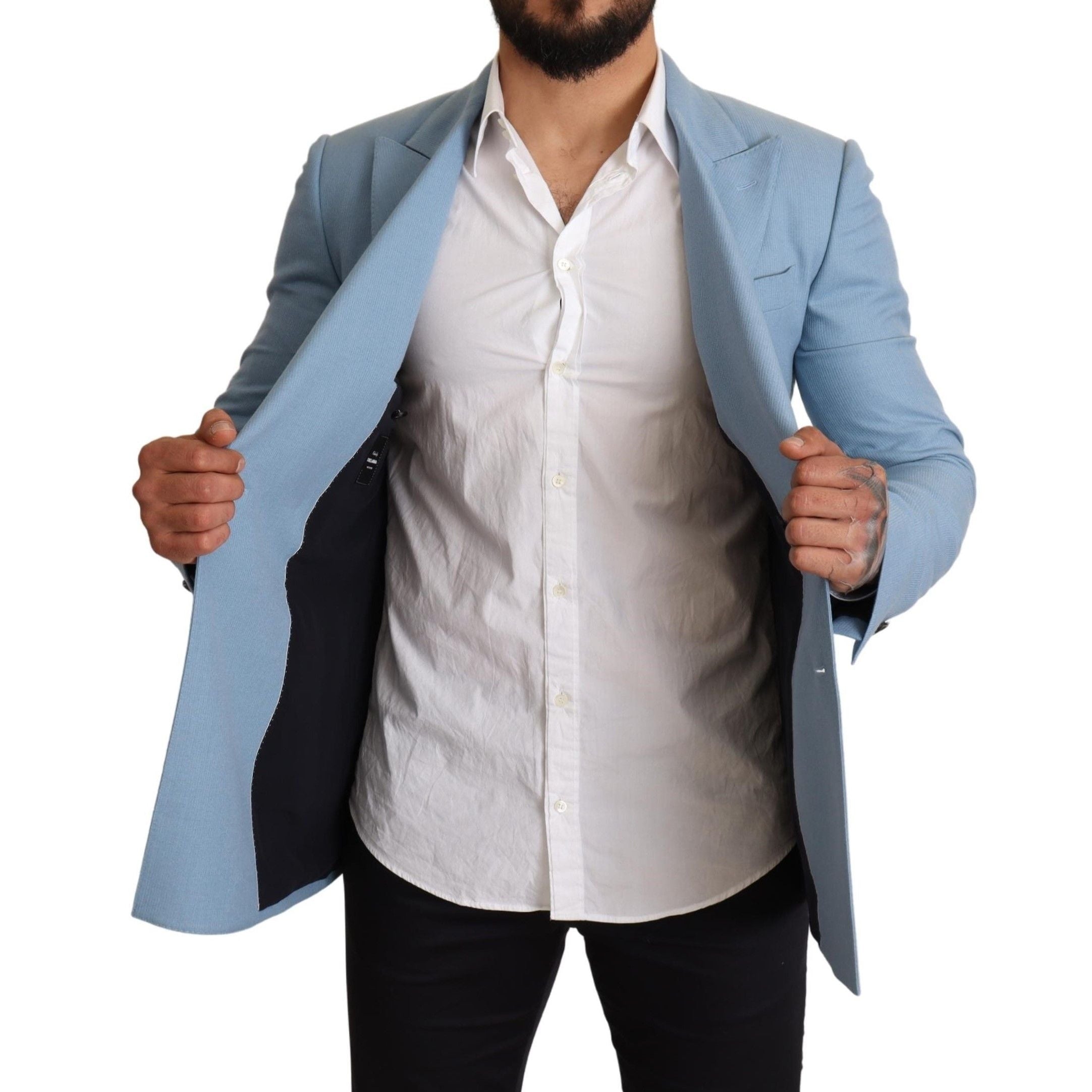 Elegant Blue Cashmere-Silk Men's Blazer