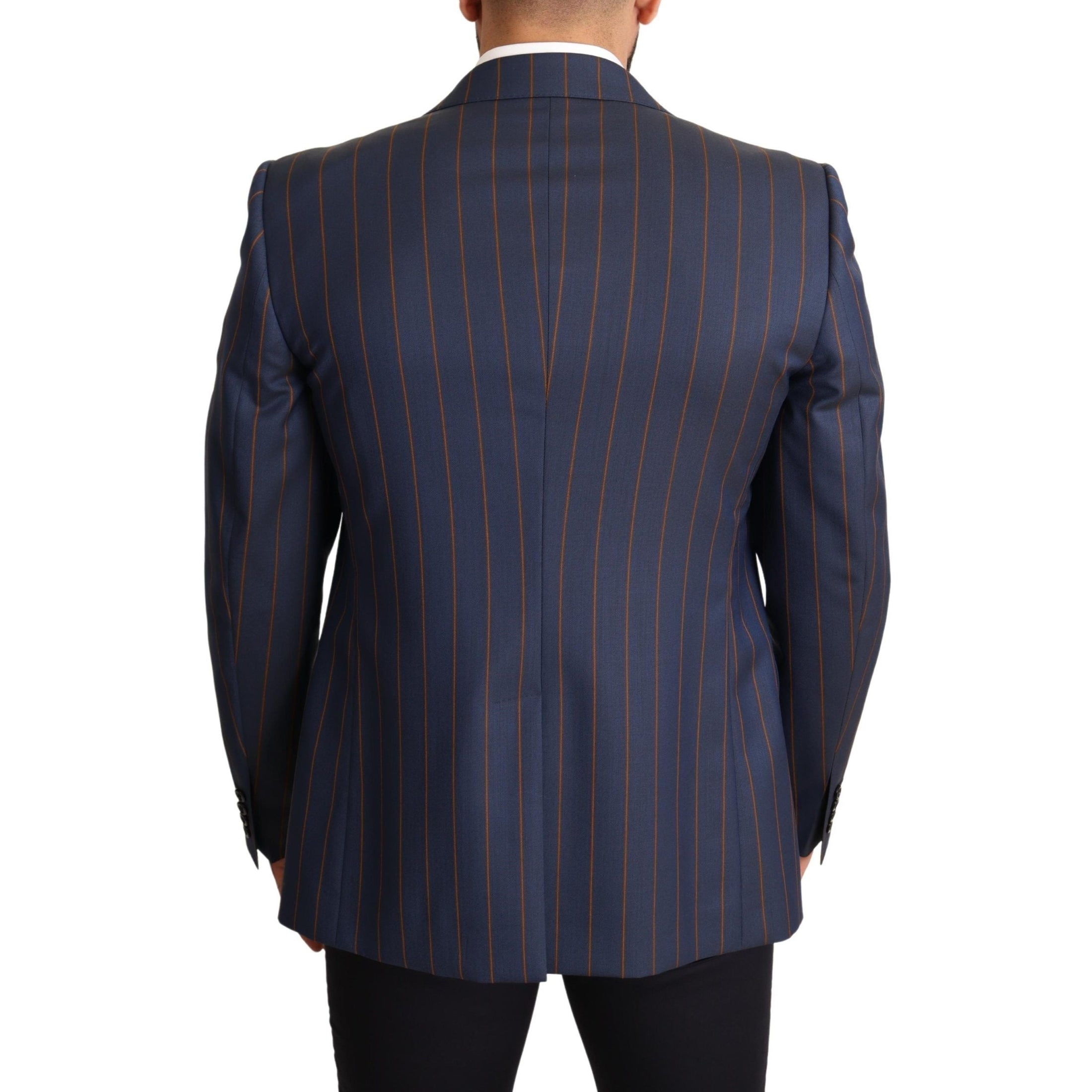 Elegant Slim Fit Blue Striped Wool Blazer