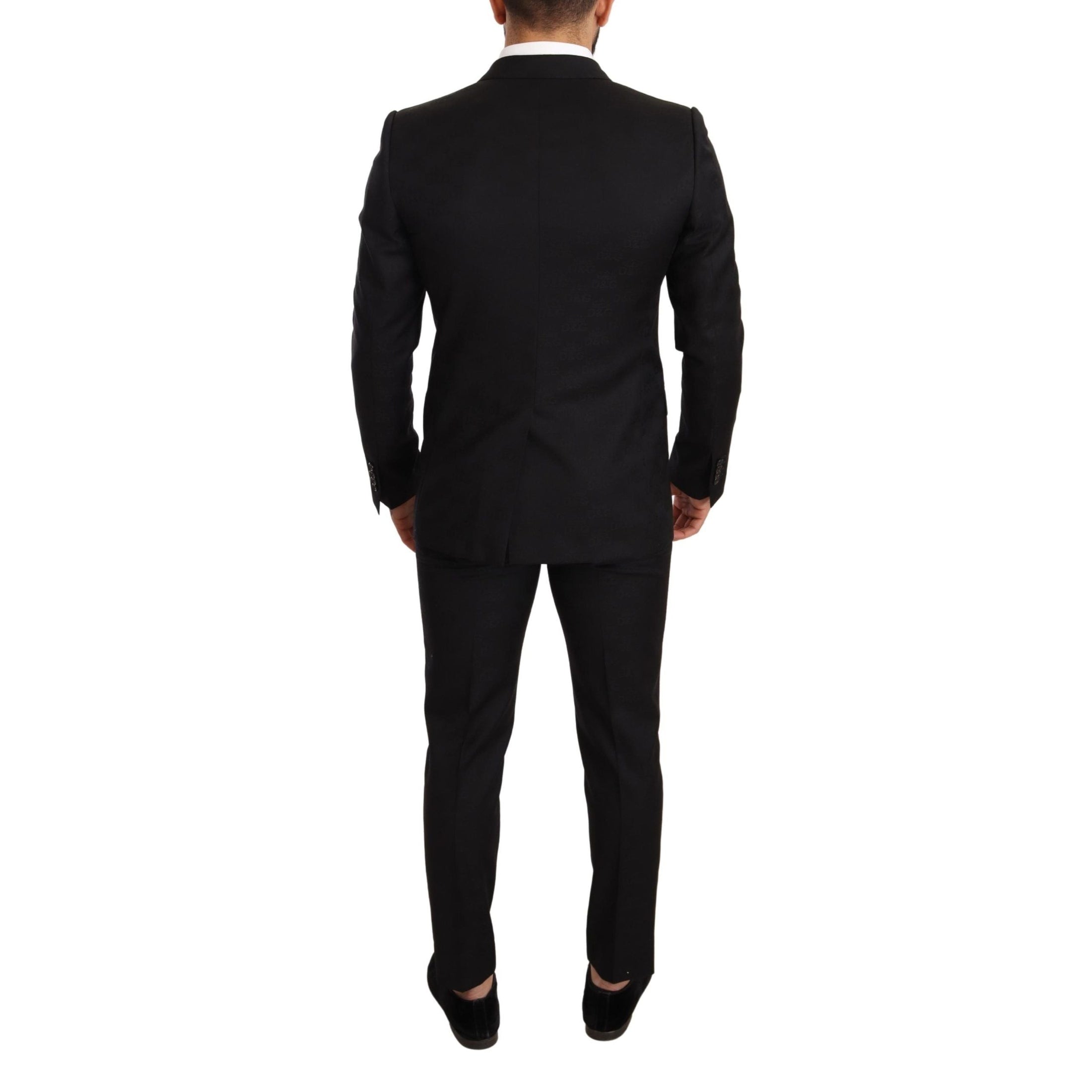 Elegant Martini Black Wool Suit