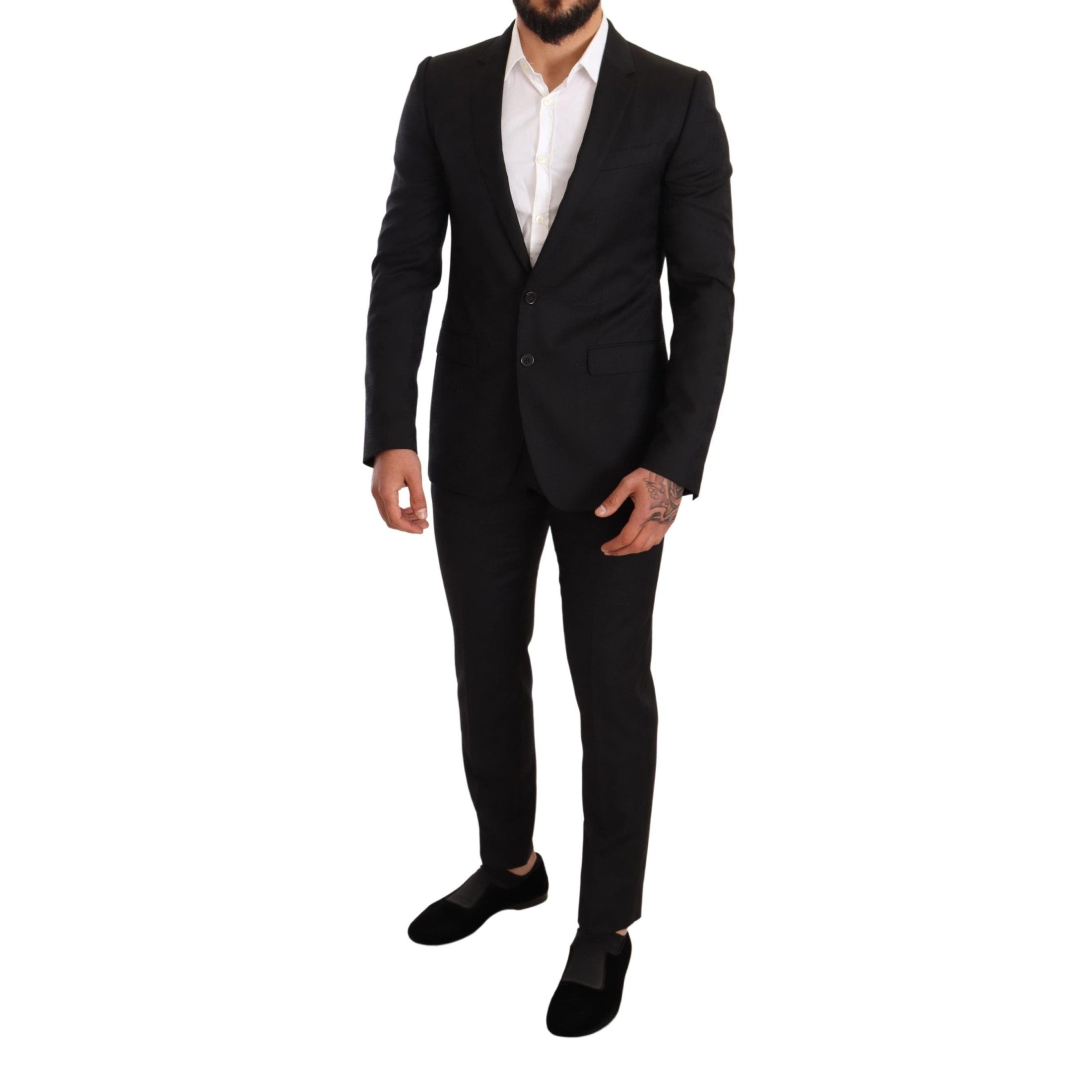 Elegant Martini Black Wool Suit