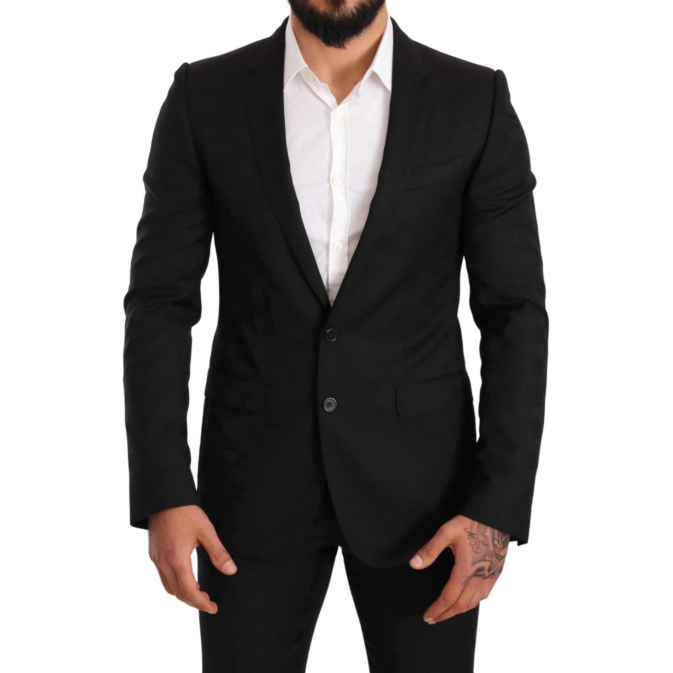 Elegant Martini Black Wool Suit