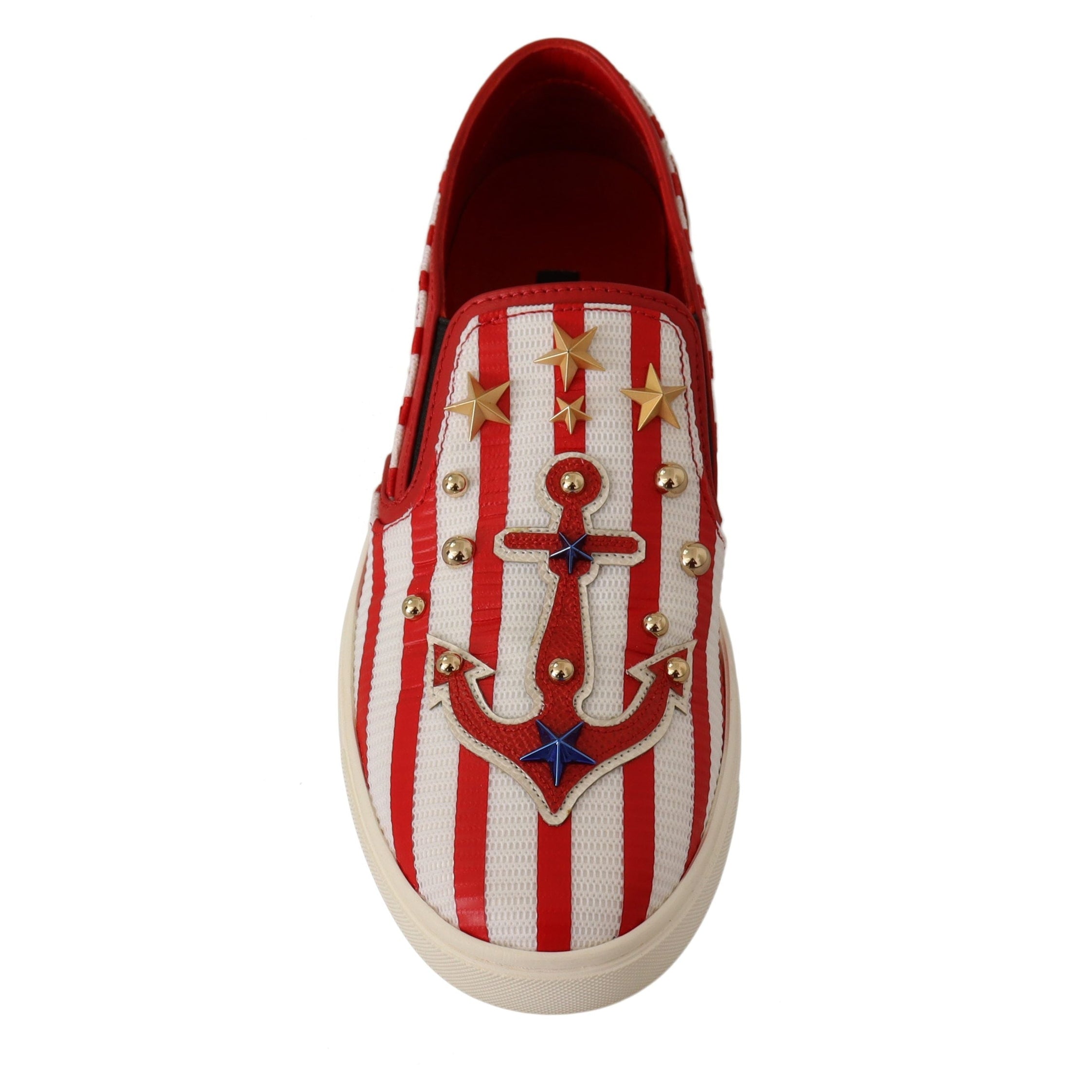 Stripe Print Studded Loafers