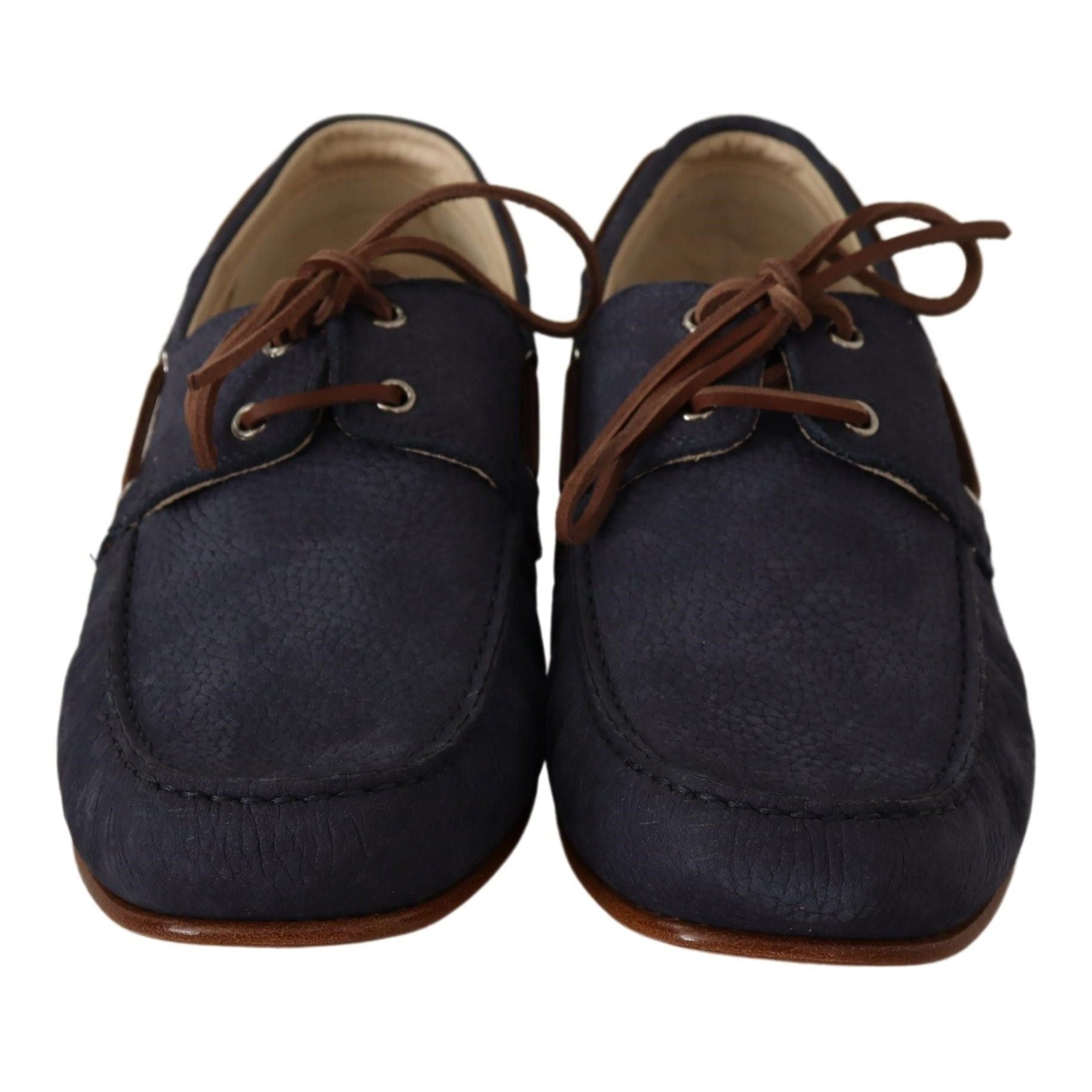 Elegant Blue & Brown Leather Boat Shoes