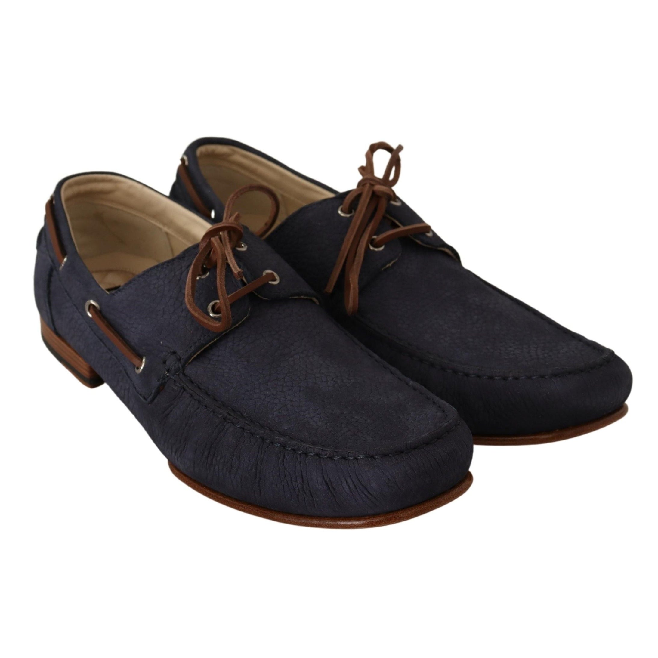 Elegant Blue & Brown Leather Boat Shoes