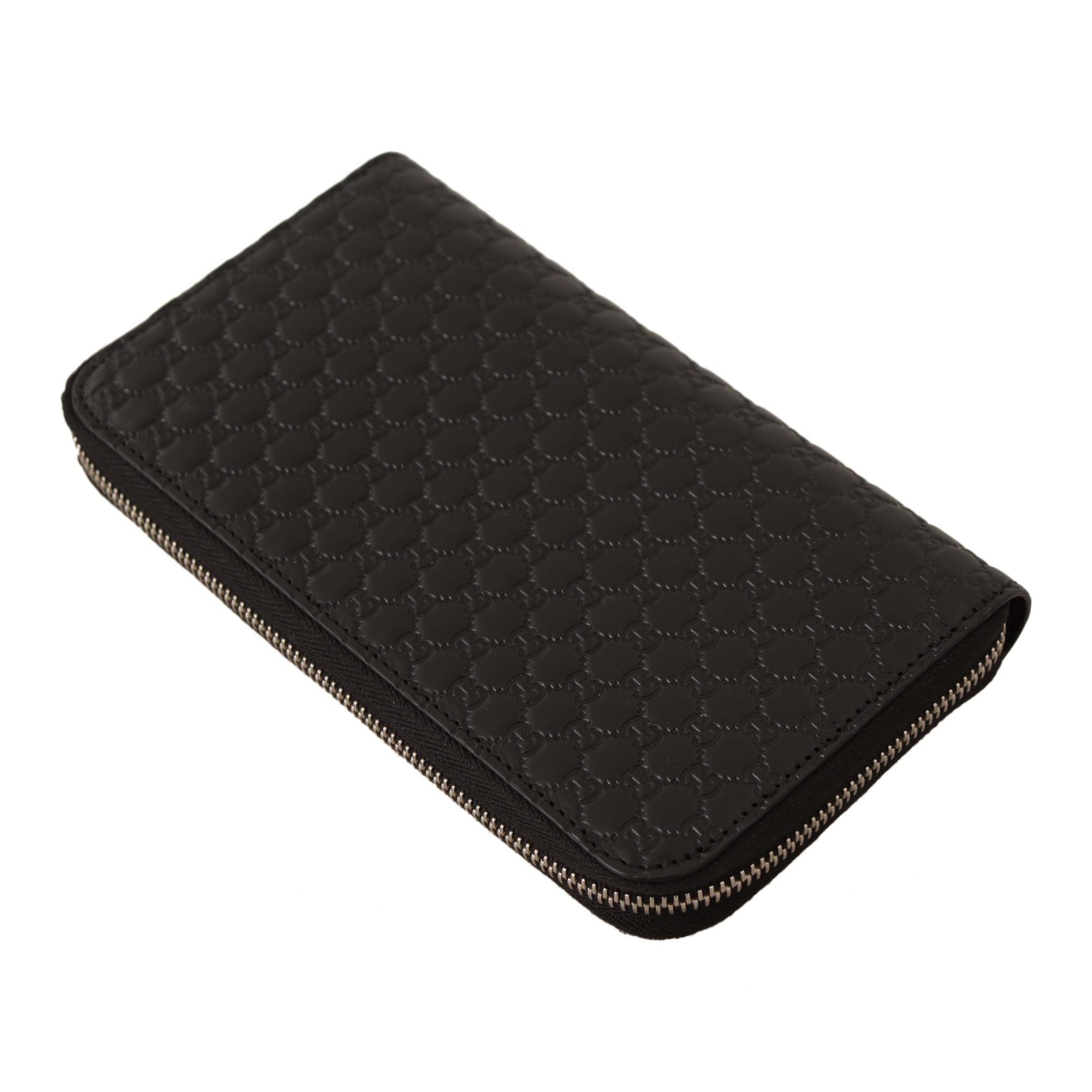 Elegant Black Leather Zip-Around Wallet