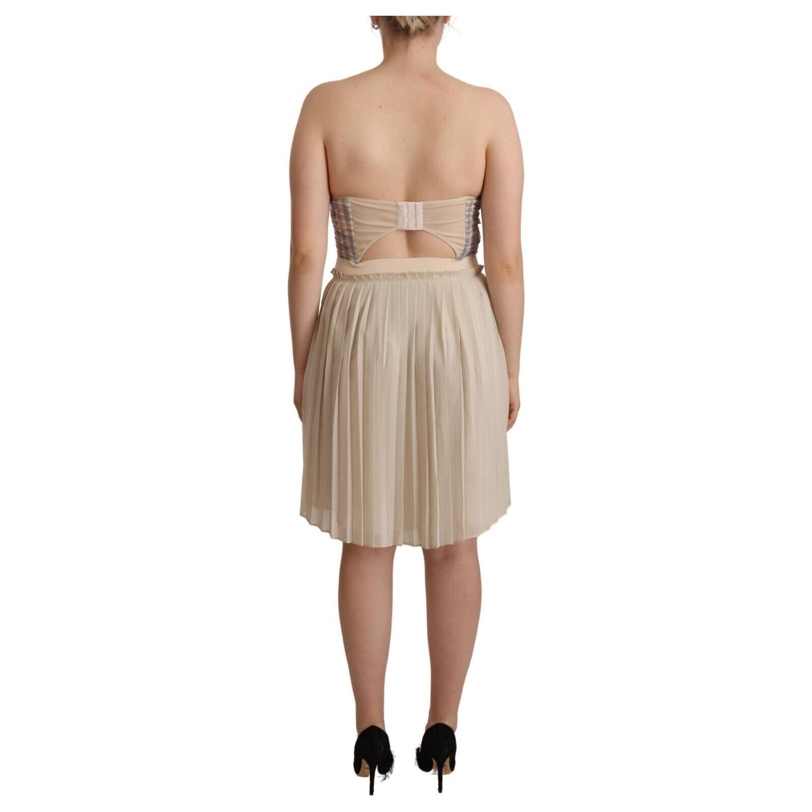 Chic Beige Strapless A-Line Dress