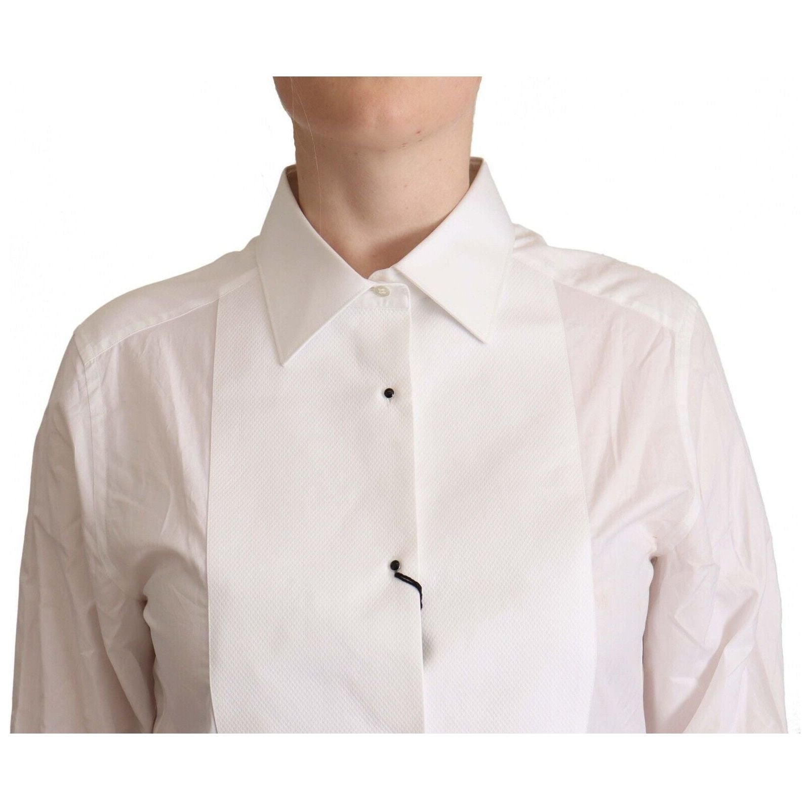 Elegant White Cotton Collared Top