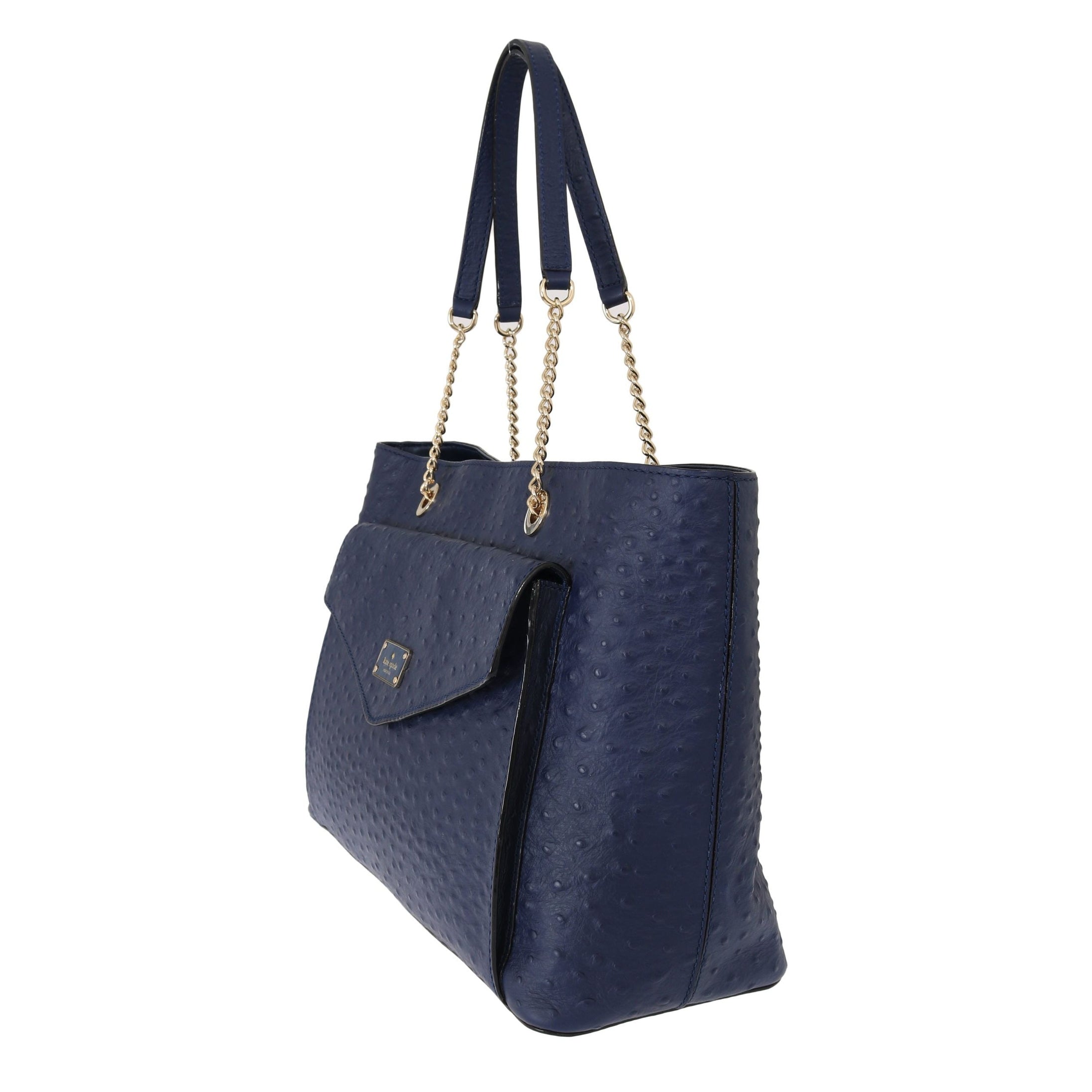 Elegant Ostrich Leather Handbag in Blue