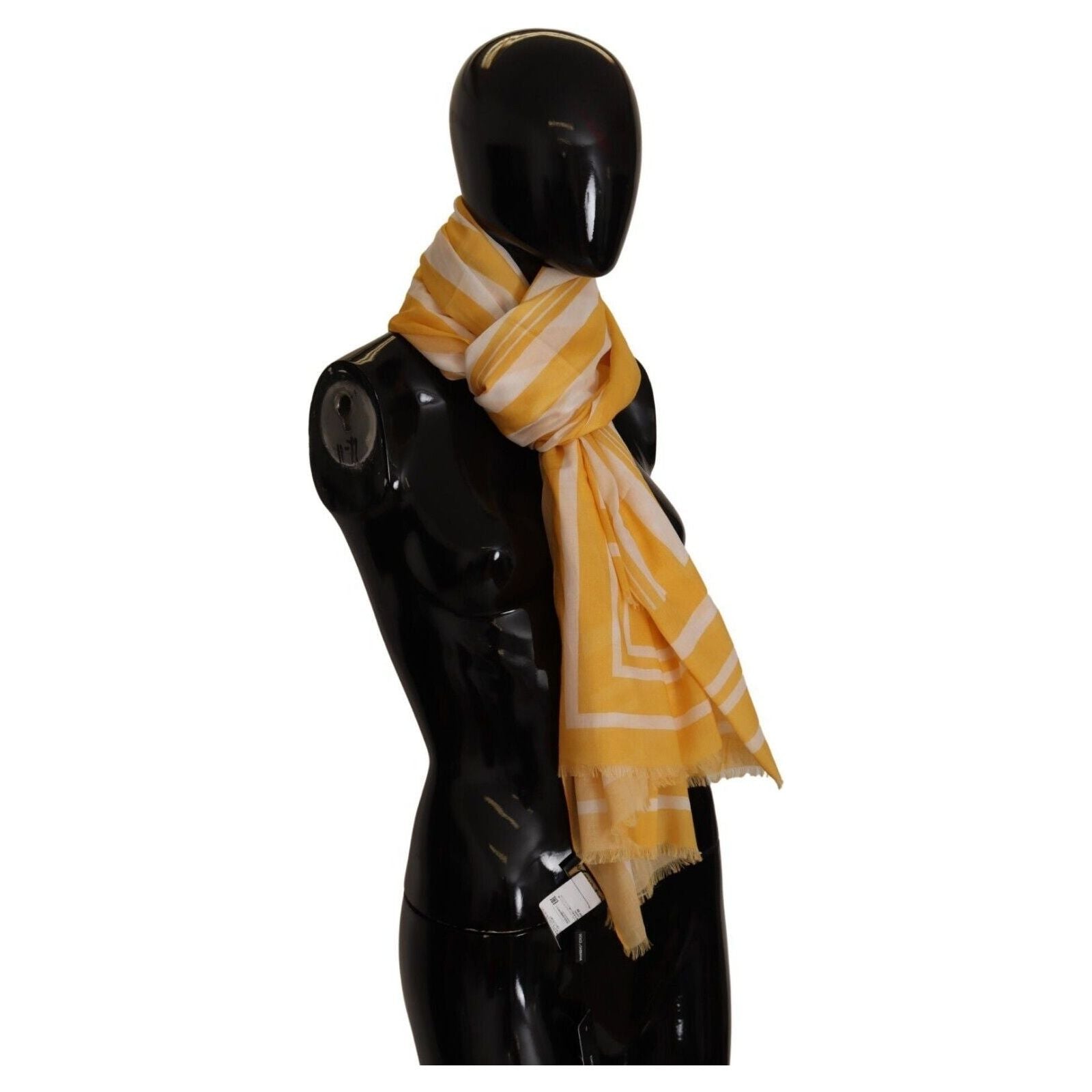 Elegant Striped Cotton Scarf with Logo Print