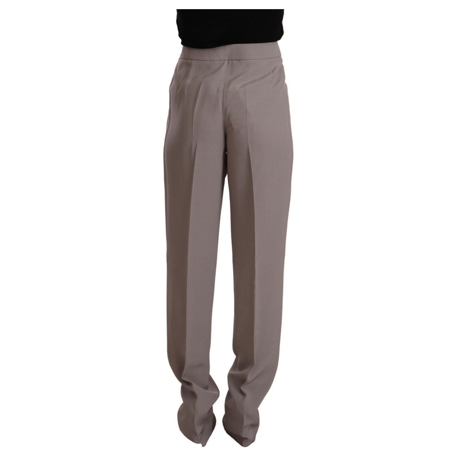 Elegant High Waist Silk Blend Trousers