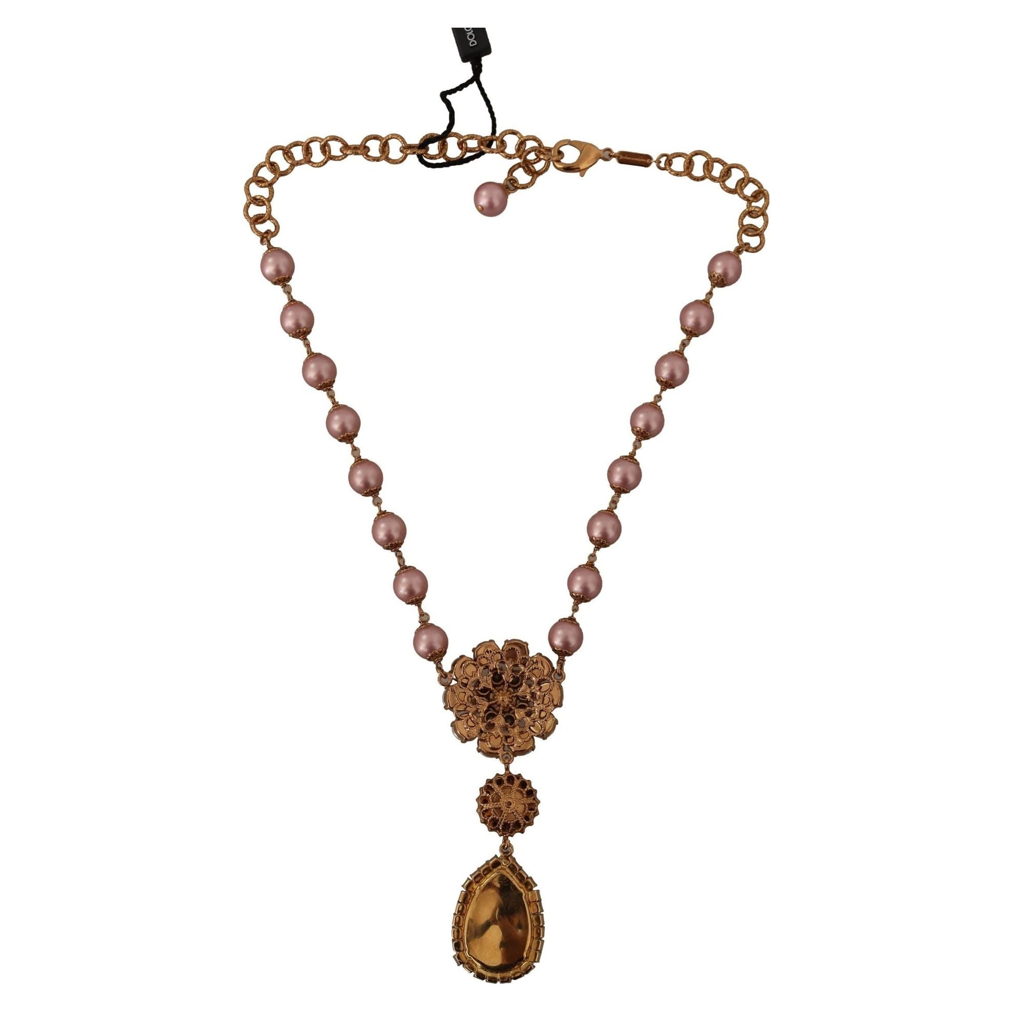 Elegant Gold Tone Faux Pearl Charm Necklace