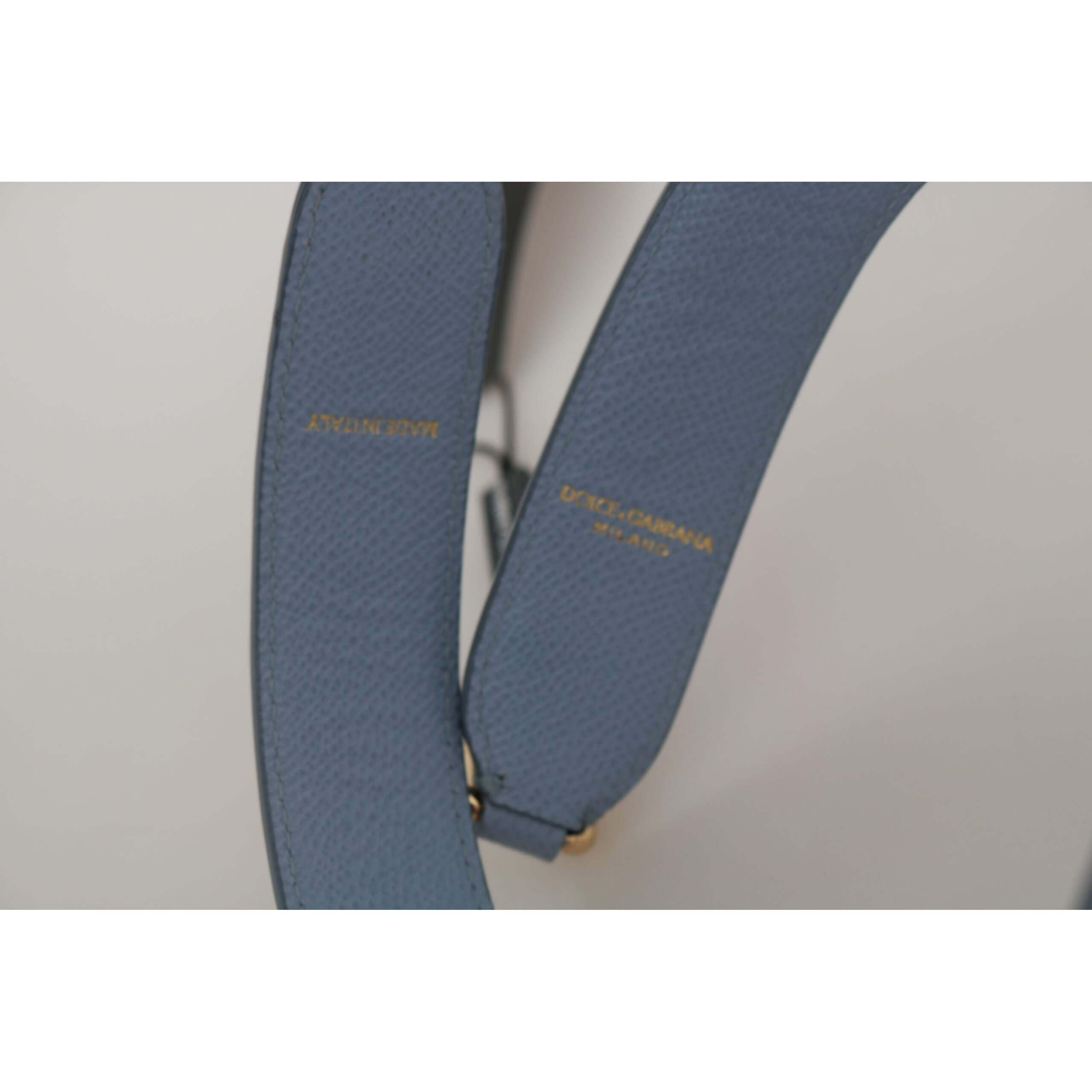 Elegant Blue Leather Shoulder Strap