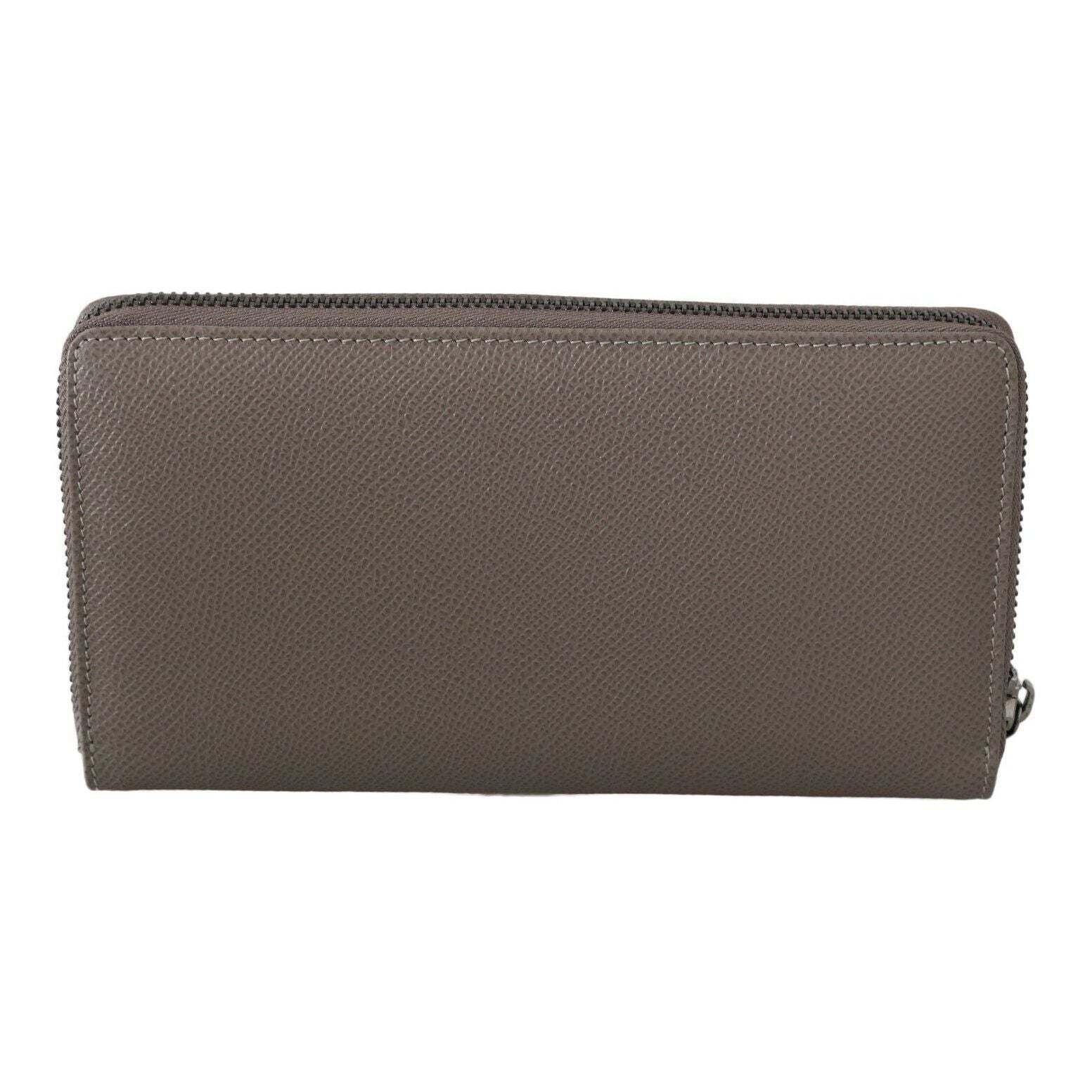 Beige Continental Zip Leather Wallet