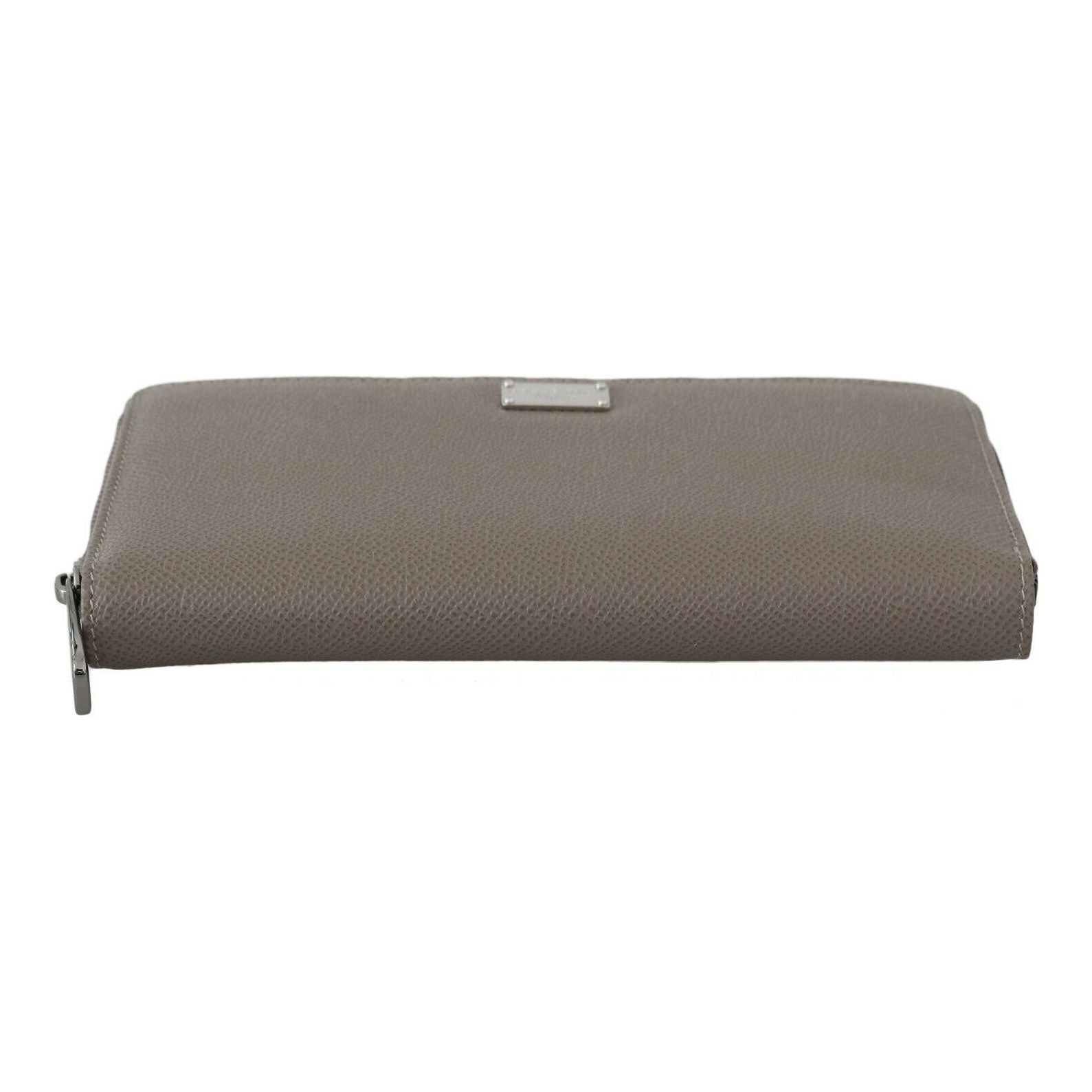 Beige Continental Zip Leather Wallet