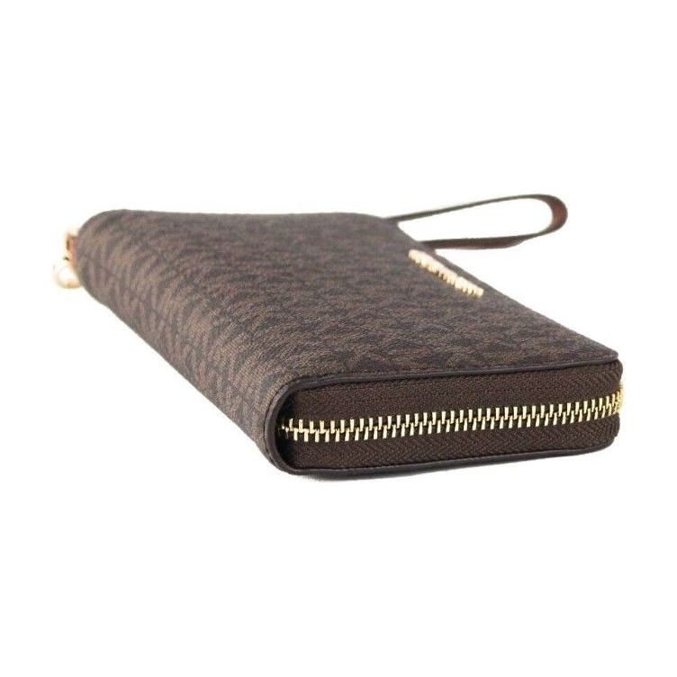 Jet Set Large Brown Signature PVC Flat Multifunction Wrist Wallet